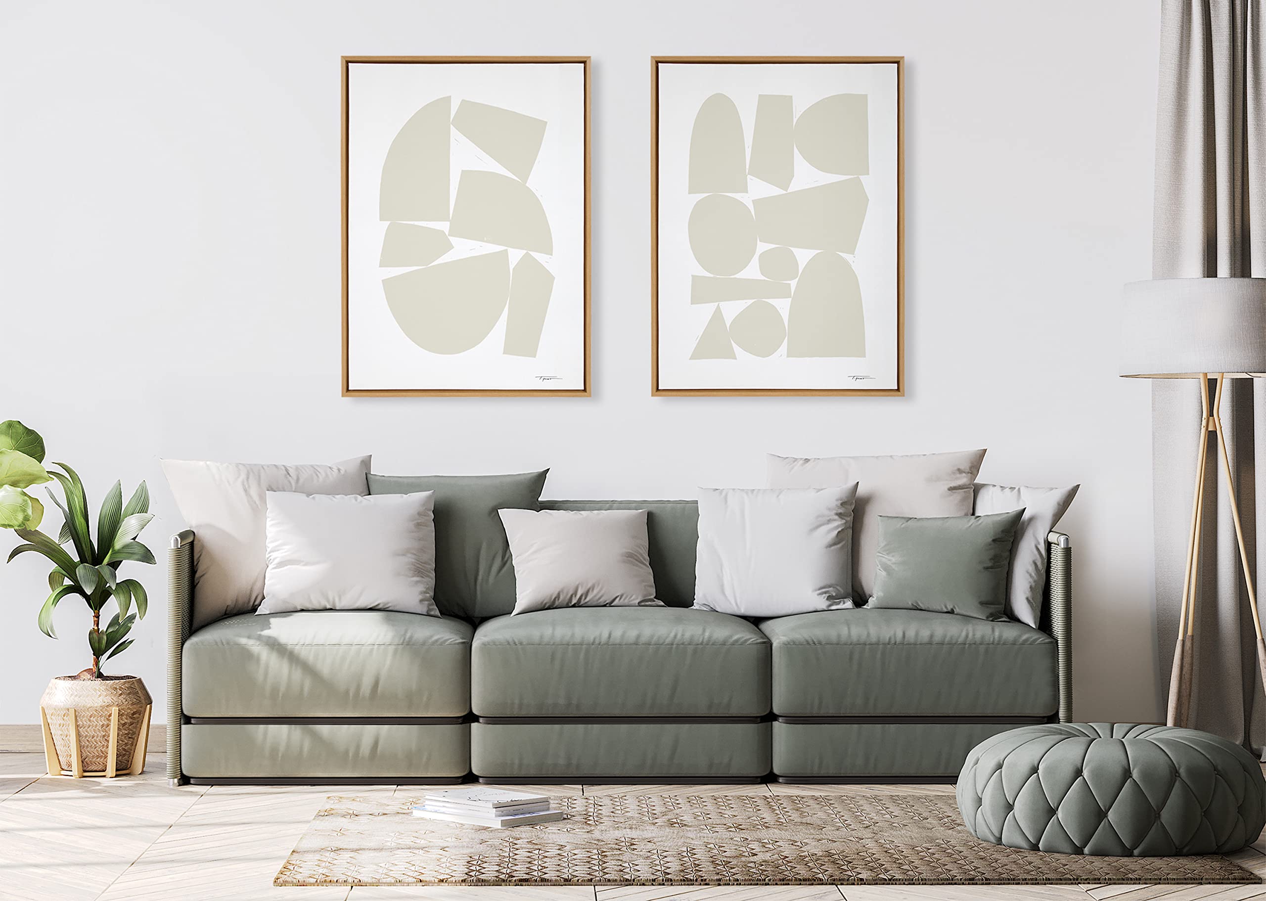Kate & Laurel Sylvie Constructed I Neutral Framed Canvas Wall Art - 28x38 Natural Abstract Print for Living Room, Bedroom & Office Decor | Modern Home Wall Decor