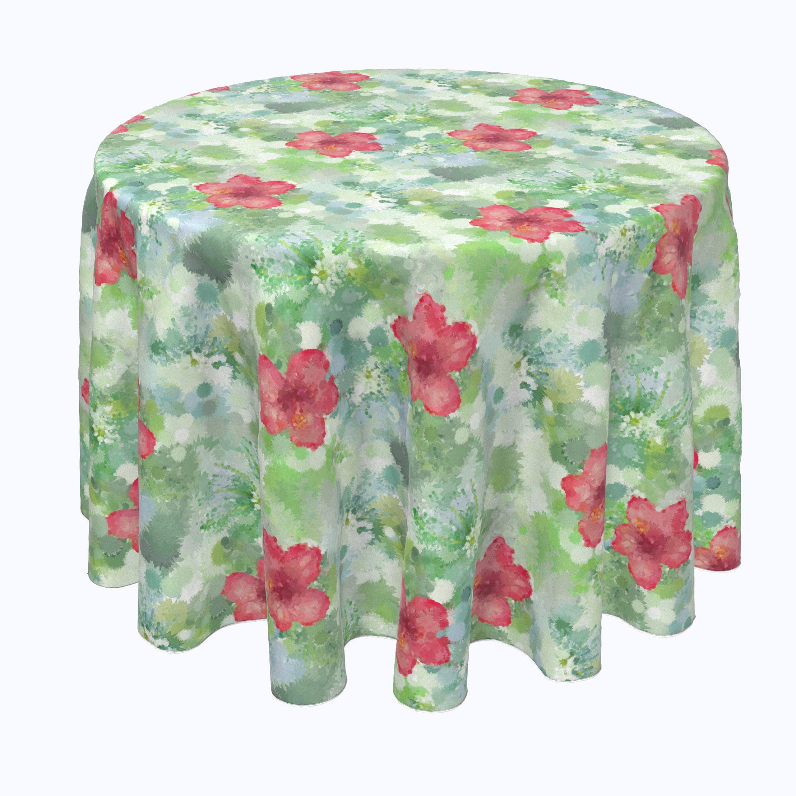 96 Inch Round Tablecloth - 100% Polyester Watercolor Floral Design - Washable & Wrinkle-Resistant - Perfect for Weddings, Parties, and Home Decor