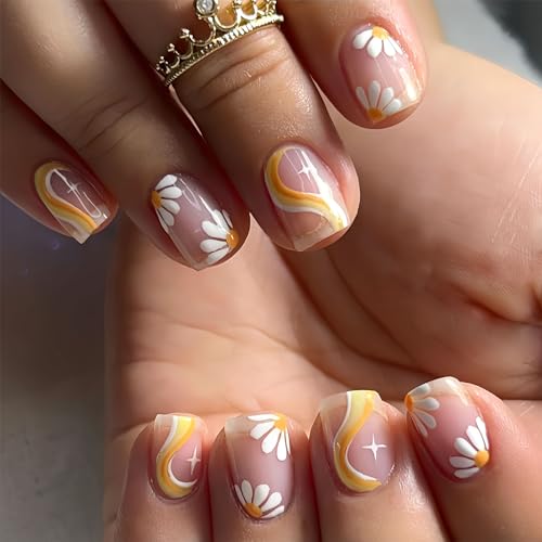 17.yellow white daisy stripe