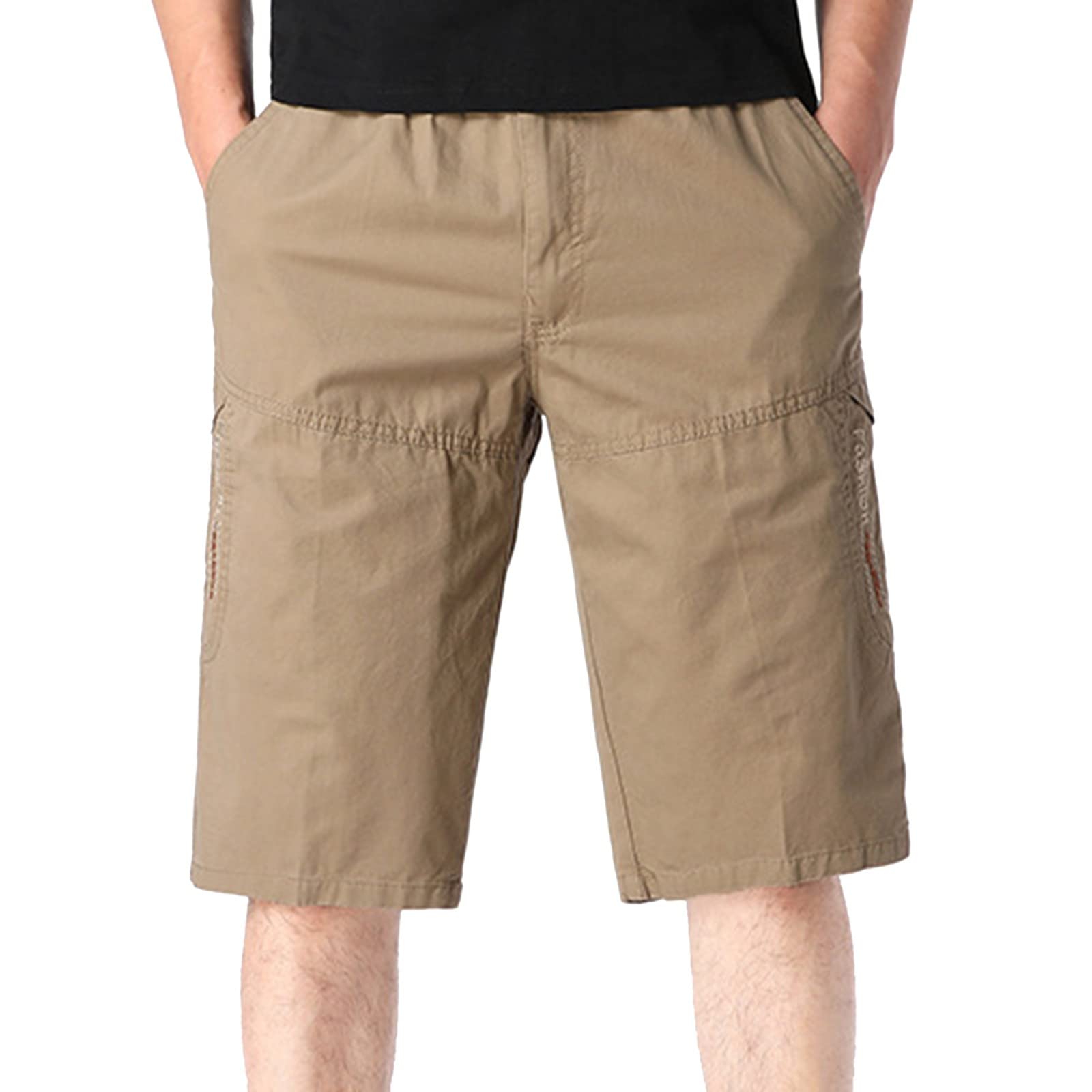 Men's Casual Cargo Shorts - Elastic Waist Loose Fit Summer Shorts with Multiple Pockets | Perfect for Outdoor Activities, Travel, and Everyday Wear
