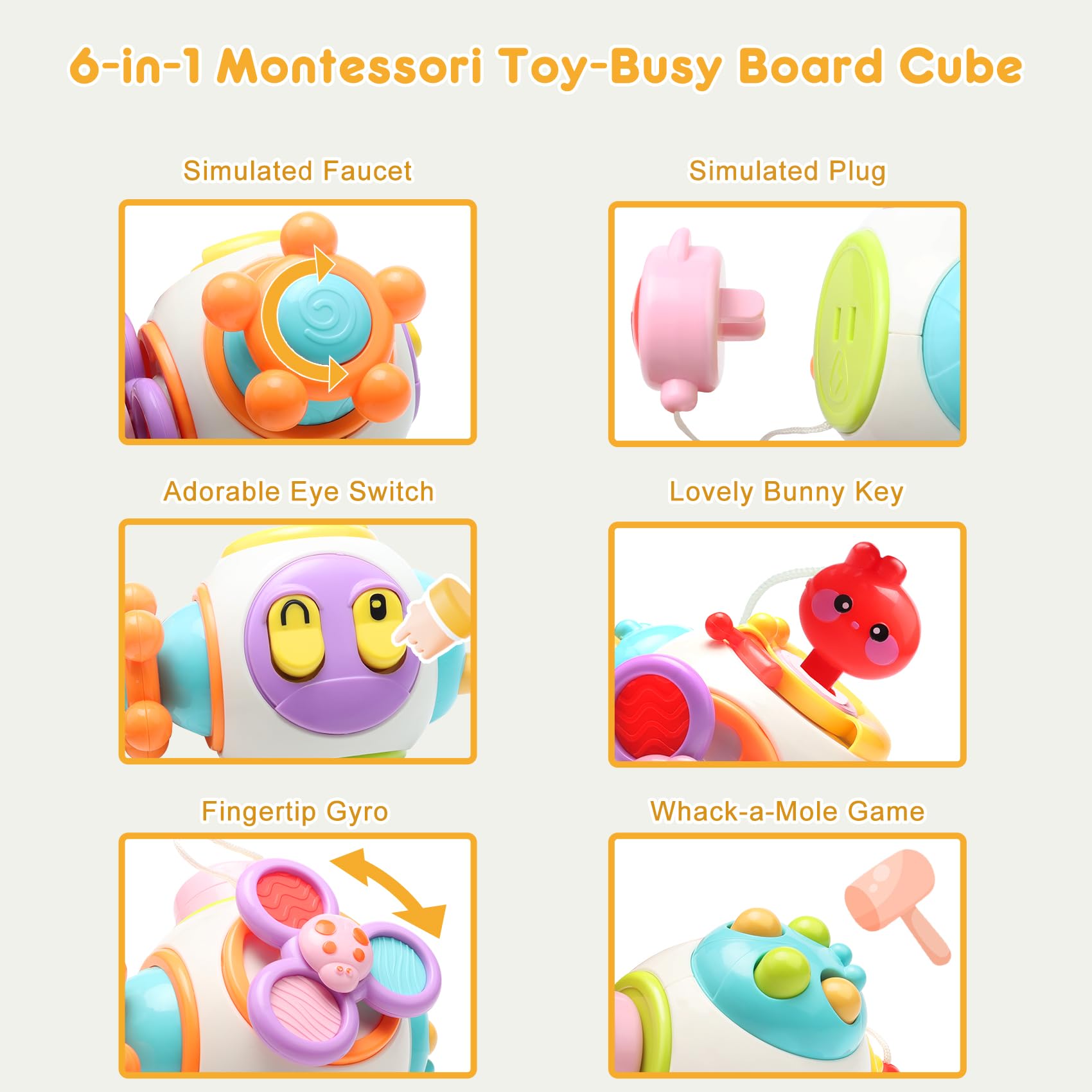 Montessori Sensory Toys for Toddlers 1-2 Years - Educational Baby Activity Cube for 6-18 Month Olds - Travel Learning Toys for Airplane & Car - Perfect Birthday Gift for Boys & Girls | Develop Fine Motor Skills & Cognitive Abilities