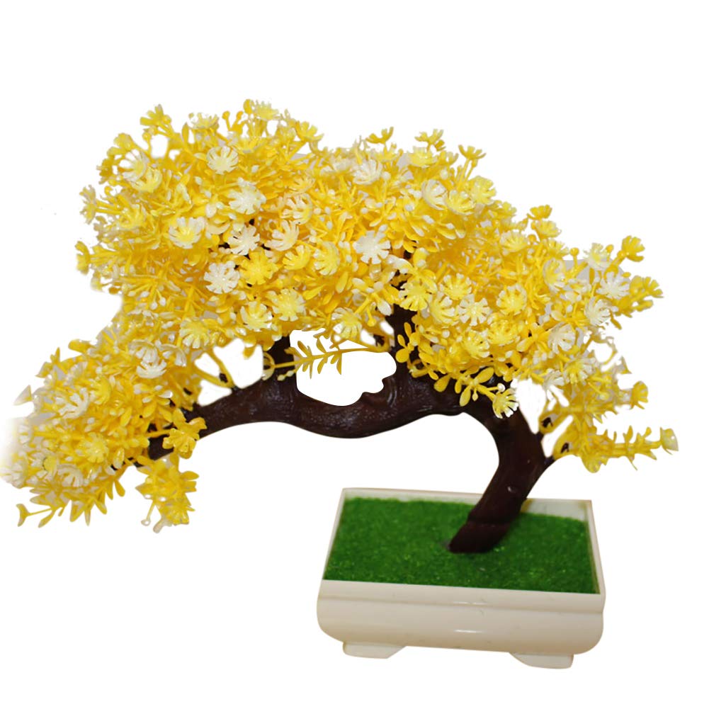 1Pc Mini Artificial Bonsai Tree - Heart Speaker Potted Plant for Wedding, Party, Garden & Home Decor (Yellow) | Perfect for Table Centerpieces, Office Desk Decor & Gift Ideas
