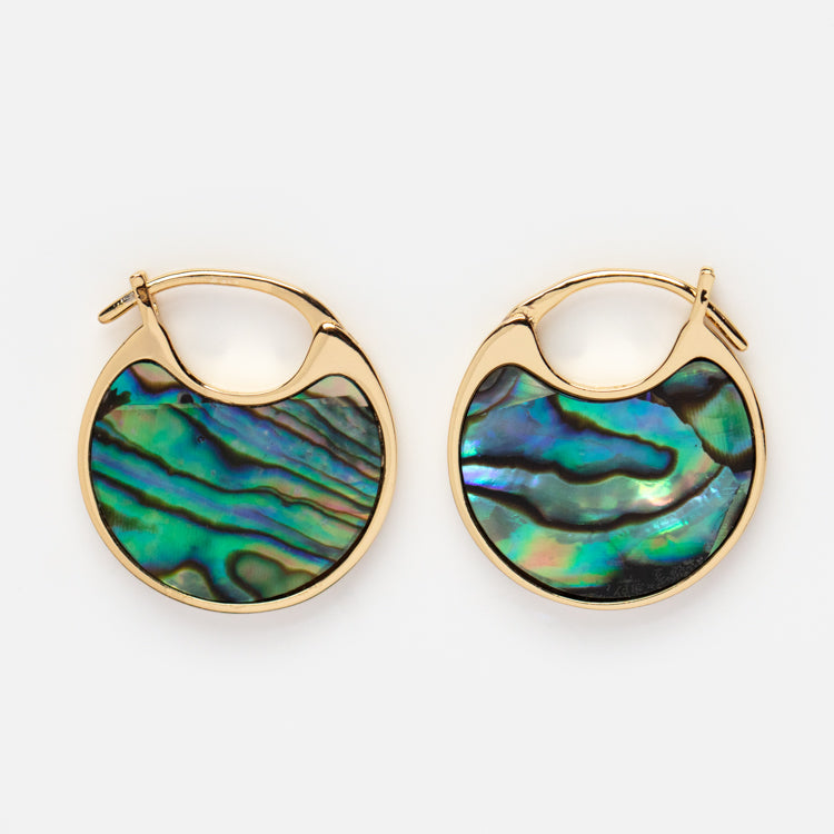 Moonage Abalone Hoop Earrings for Women - Sterling Silver Dangle Earrings for Casual & Formal Wear - Perfect Gift for Birthday, Anniversary & Valentine's Day