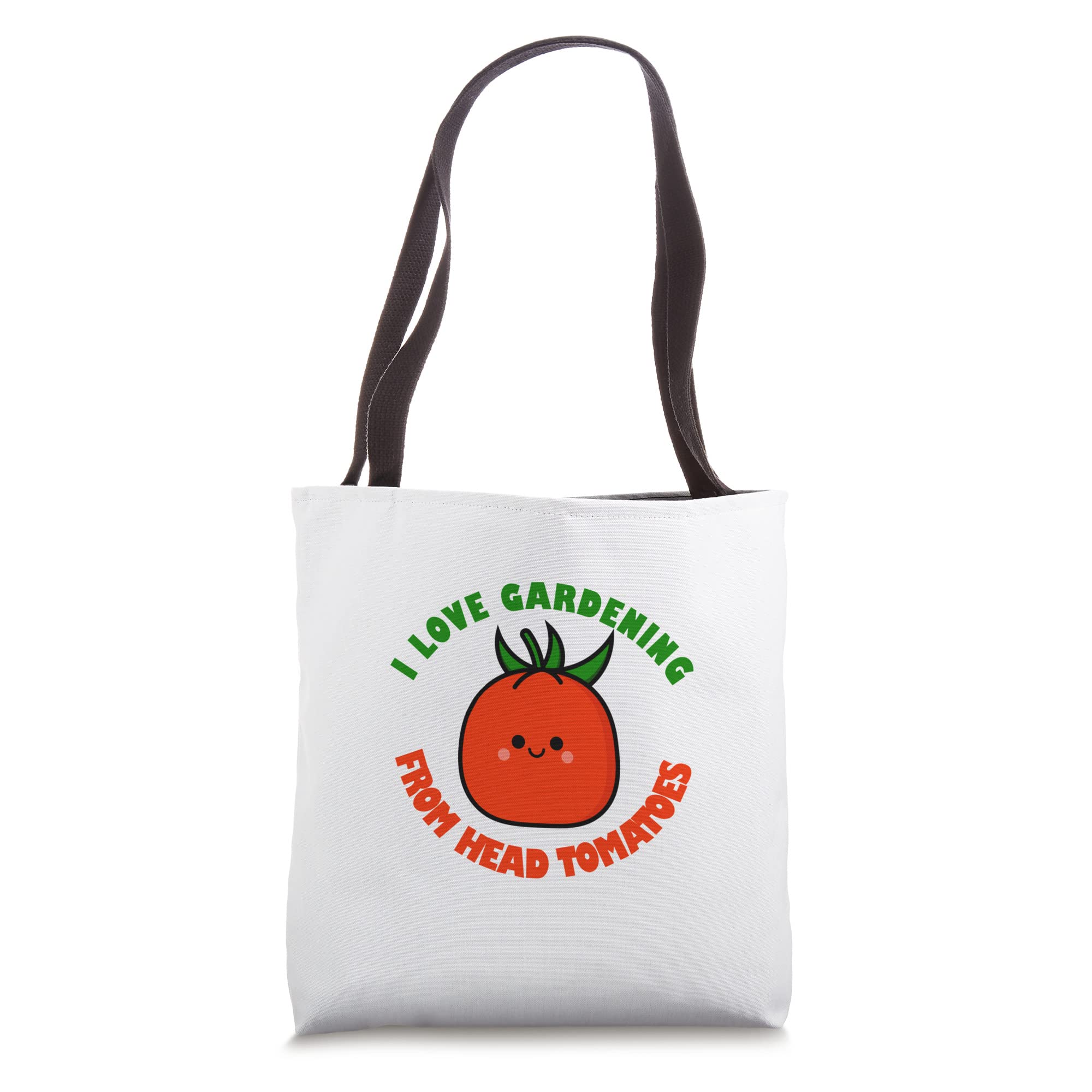 I Love Gardening From My Head Tomatoes Tote Bag - Durable Cotton Canvas Gardening Tote for Farmers Market, Plant Shopping & Outdoor Activities