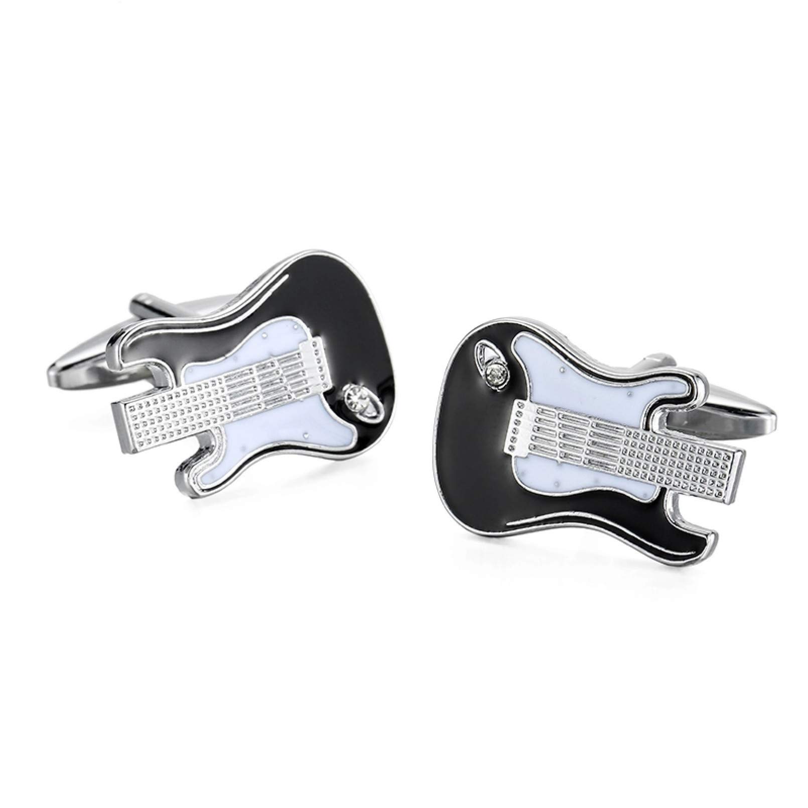 GTHT Men's Stylish Black & White Violin Music French Cufflinks for Dress Shirts - Perfect for Weddings, Concerts & Formal Events