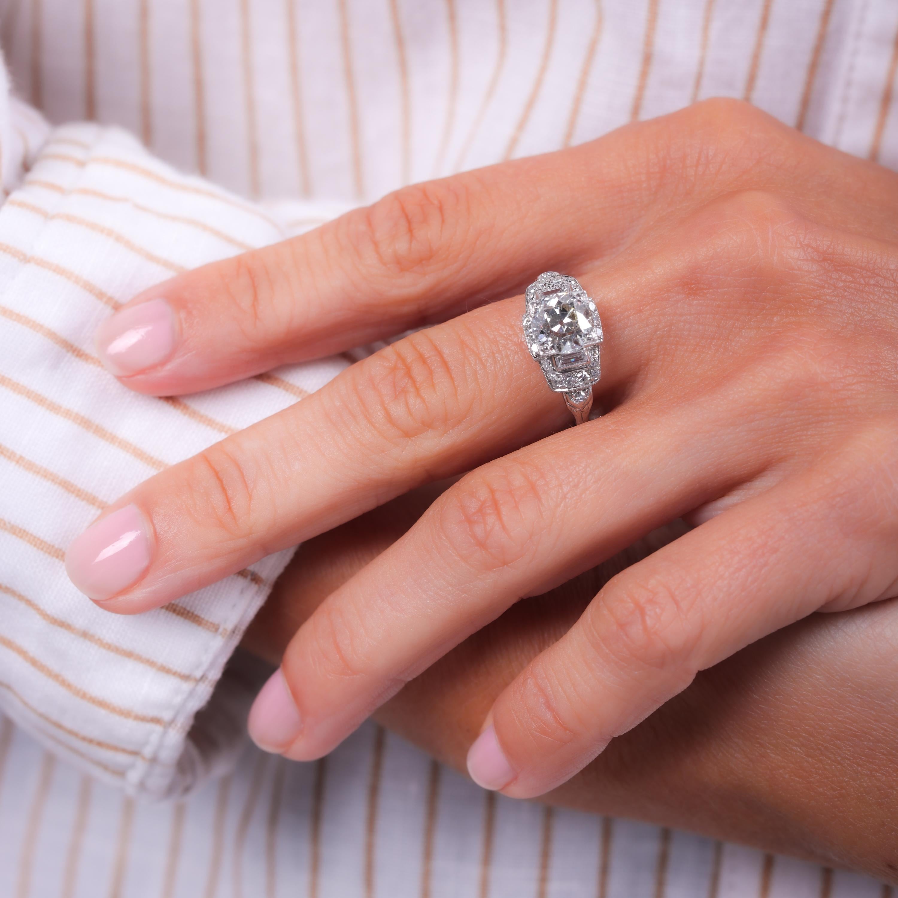 GIA Certified 2.05 Carat Art Deco Old European Cut Diamond Platinum Engagement Ring - Vintage Wedding Band for Brides & Anniversary Gifts