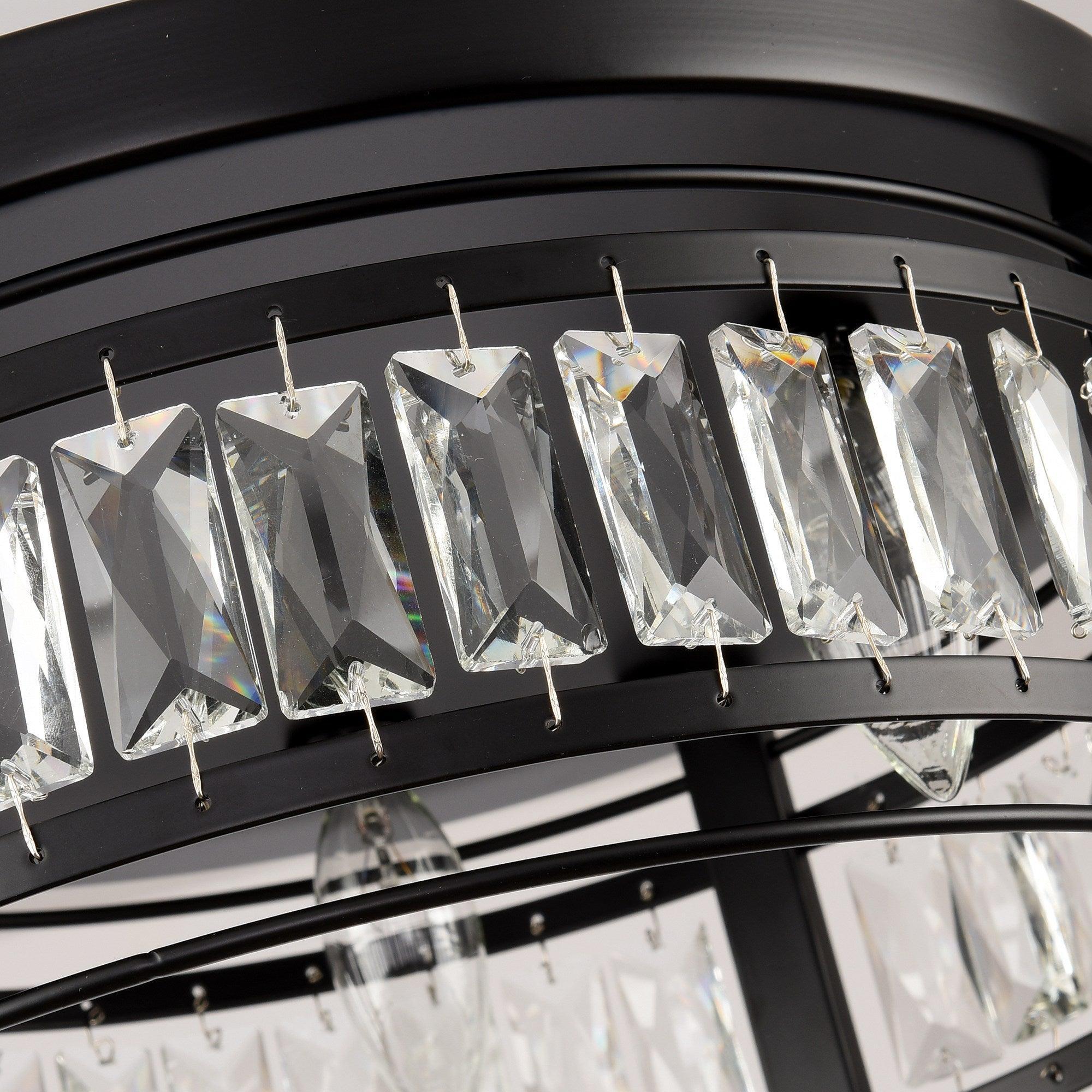 3-Light Modern Crystal Flush Mount Ceiling Fixture - Elegant Lighting for Bedroom, Living Room & Dining Room