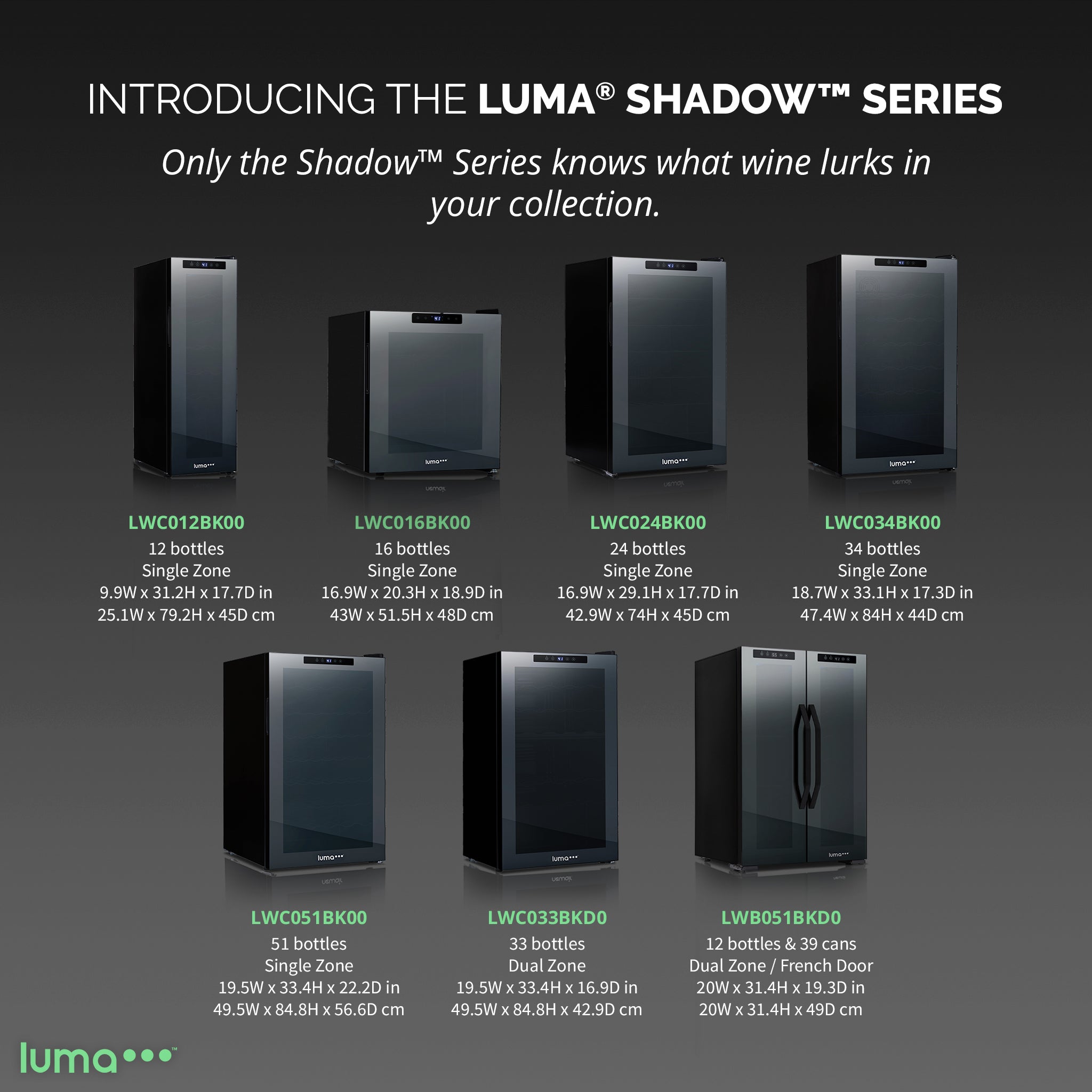 Luma® 34 Bottle 18.7 Cu. Ft. Black Freestanding Wine Cooler Refrigerator - Perfect for Home Bars, Restaurants, and Wine Cellars