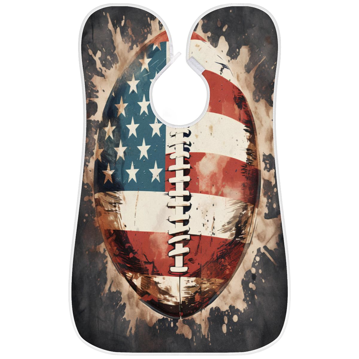 American Flag Football Beard Shaving Bib for Men - Waterproof Barber Apron for Hair Dye, Makeup & Beard Trimming - Sink Hair Catcher & Grooming Accessory - Perfect Gift for Barbers & Stylists (Great for Home Grooming, Salon Use & Sports Fan Gifts)