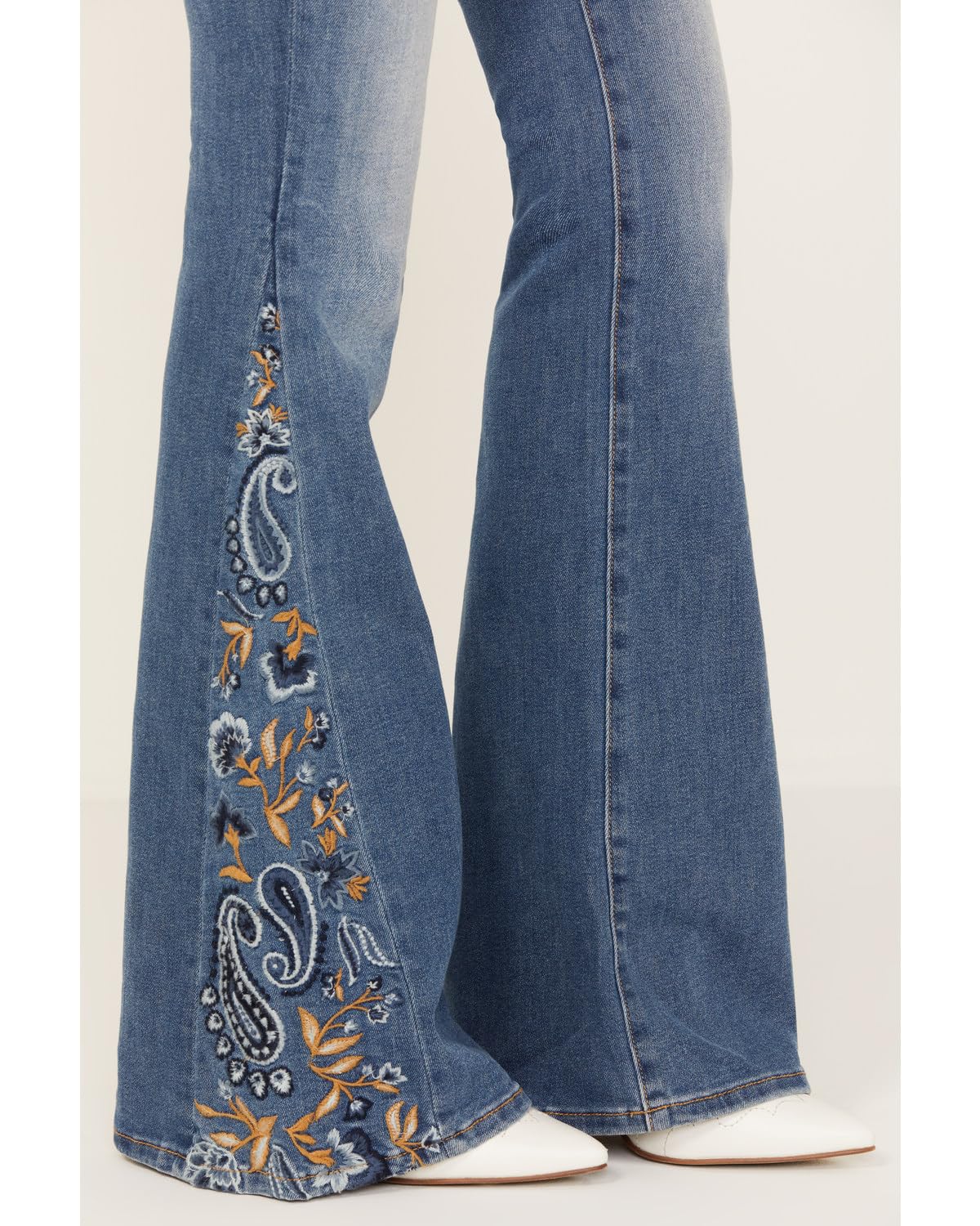 Women's High Rise Flare Jeans - Medium Wash 29x34 for Casual Wear