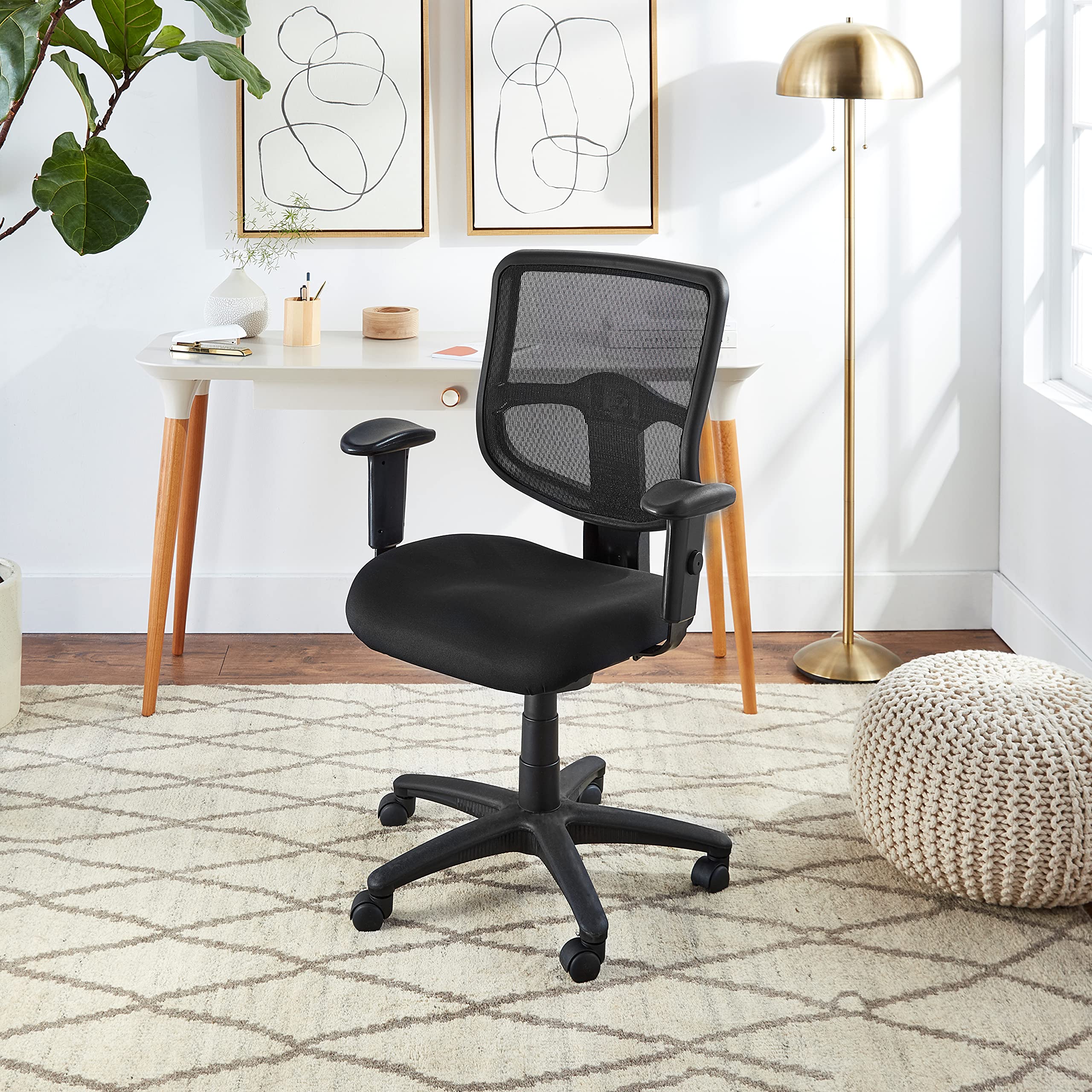 Office Star Ergonomic ProGrid Back Task Chair with Adjustable Lumbar Support - Ratchet Back Height Adjustment & Dual Function Control - Breathable Mesh Office Chair with Arms (Coal FreeFlex) - Perfect for Home Office, Gaming & Workspaces