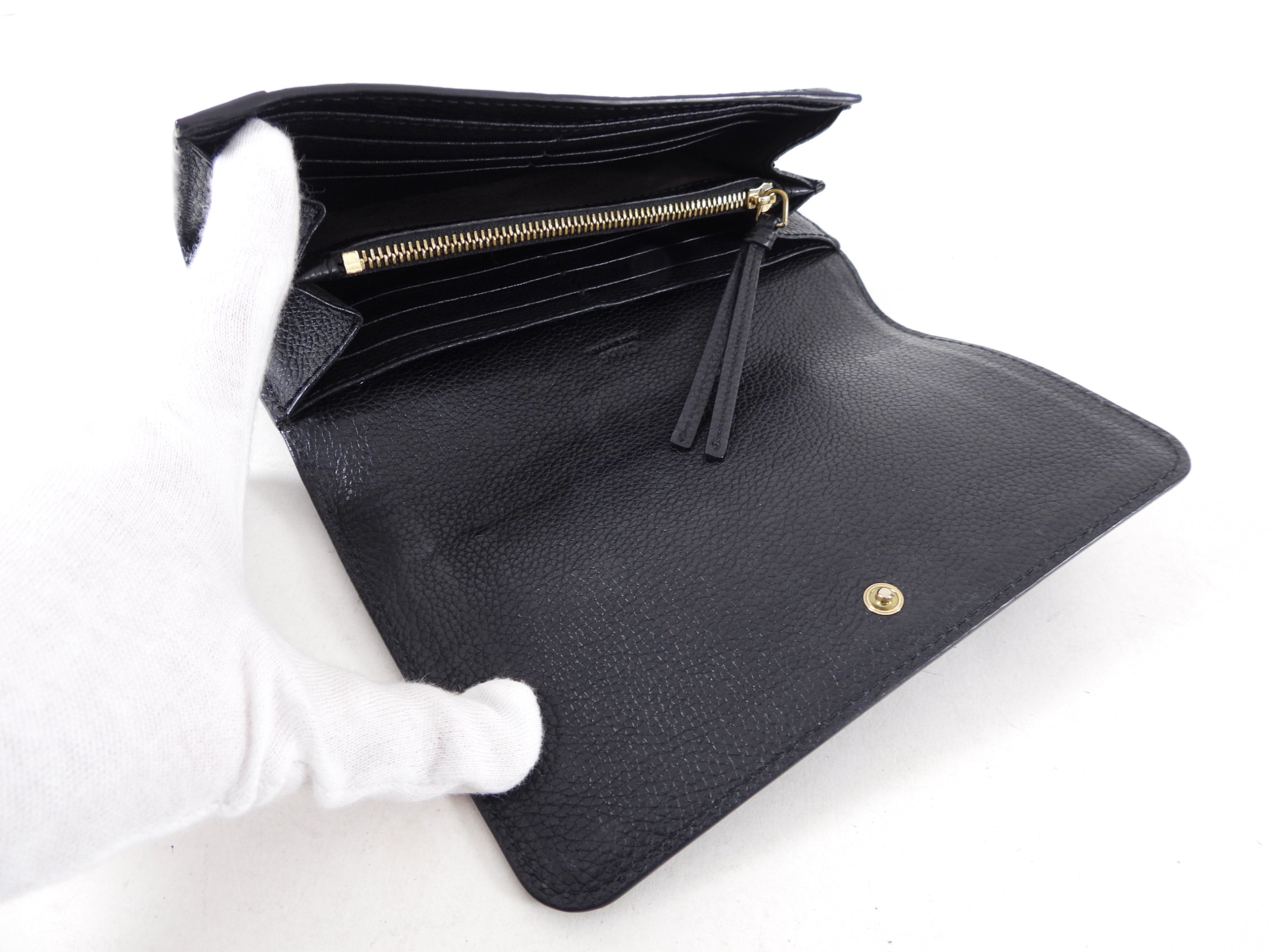 Chloe Paraty Black Leather Continental Wallet for Women - Luxury Designer Wallet for Everyday Use & Travel
