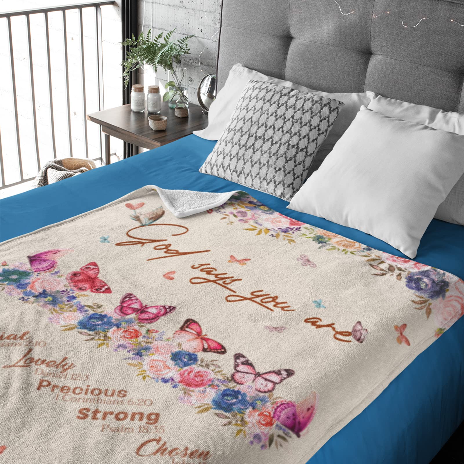 Christian Butterfly Throw Blanket for Women - 60