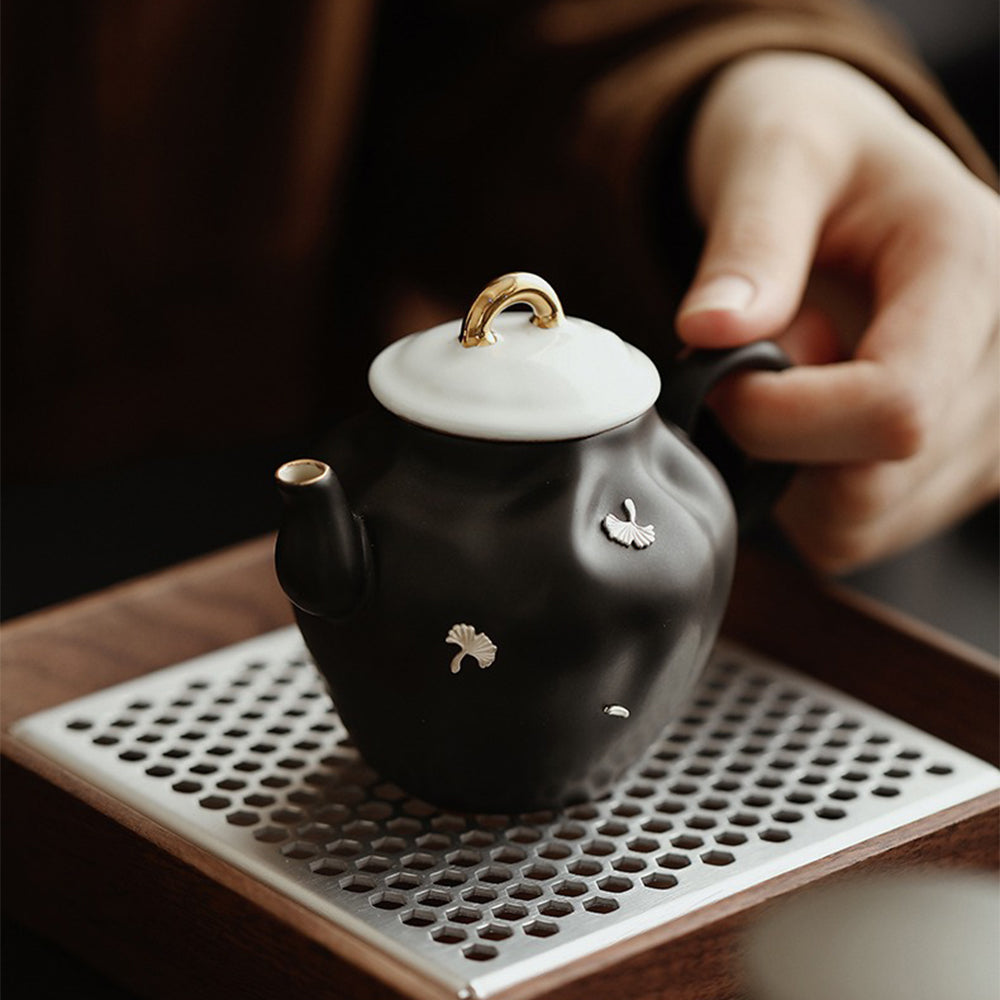 Handmade Black Ceramic Chinese Teapot - Unique Irregular Design for Gongfu Tea Brewing | Perfect for Tea Ceremonies, Home Decor & Gift Giving