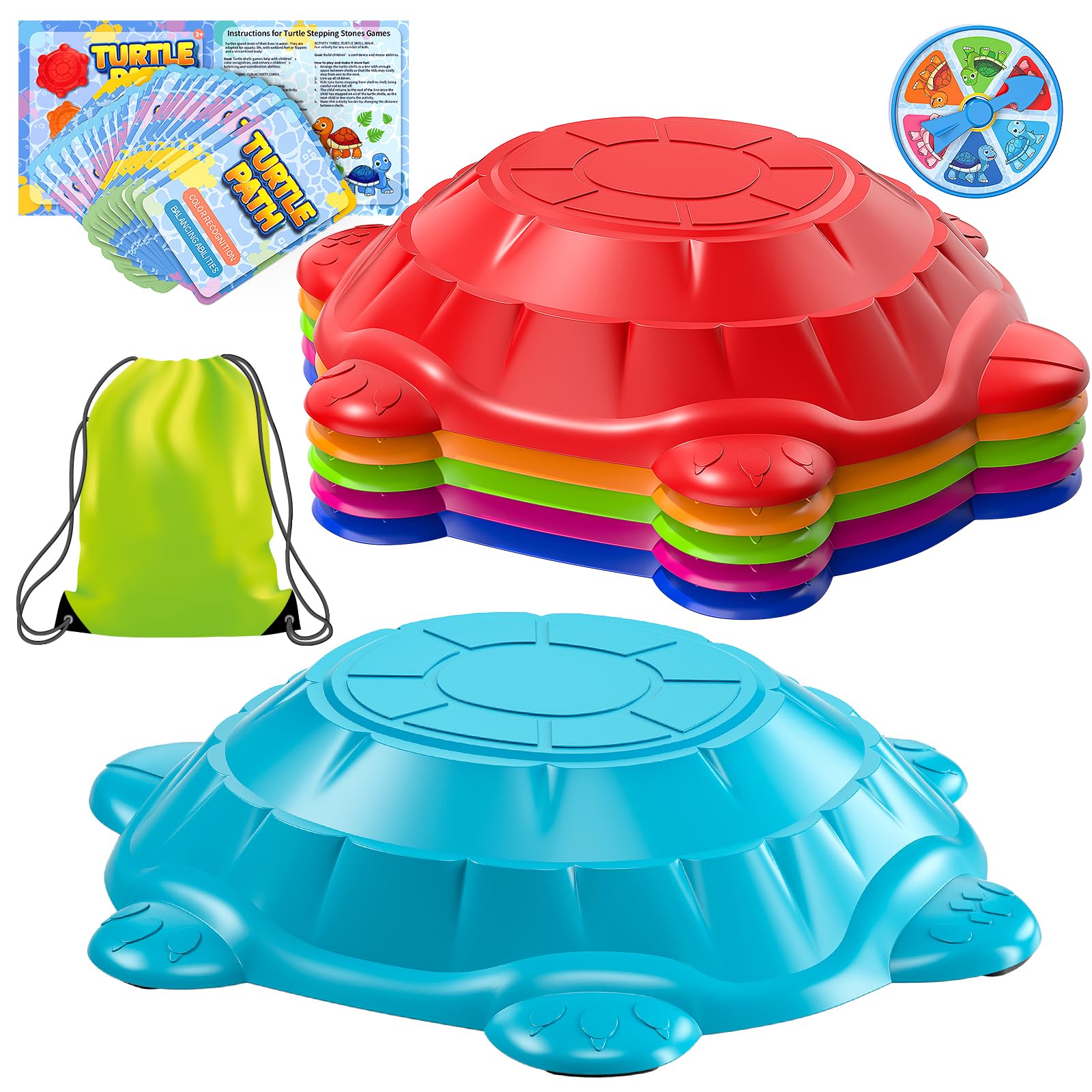Non-Slip Turtle Stepping Stones for Kids Ages 3-8 | 6-Piece Balance & Coordination Toys for Indoor/Outdoor Play | Perfect for Obstacle Courses, Backyard Games & Sensory Play | Great Gift for Toddlers & Preschoolers