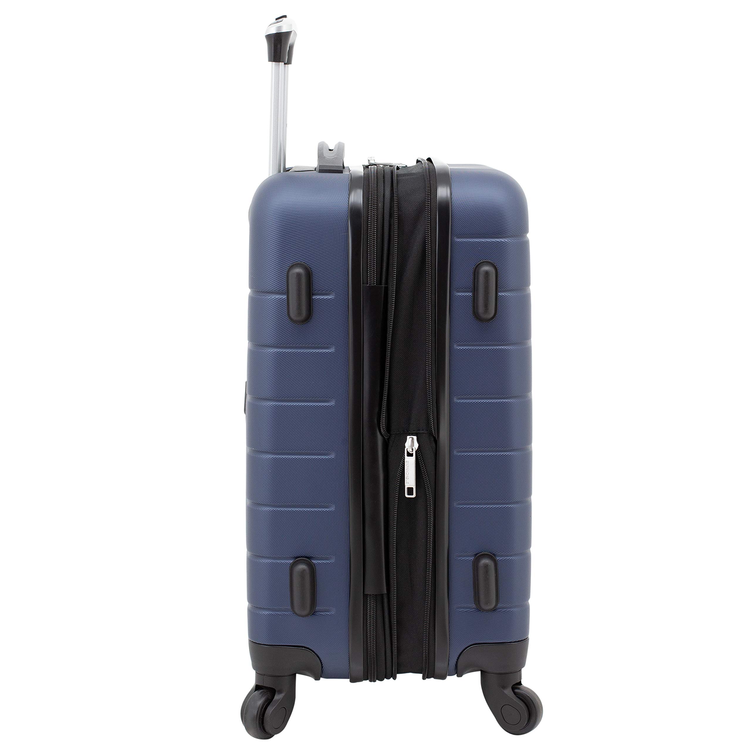Wrangler Smart Carry-On Luggage with Built-In Cup Holder & USB Charging Port - 3 Piece Set Navy Blue - Perfect for Air Travel, Business Trips & Weekend Getaways