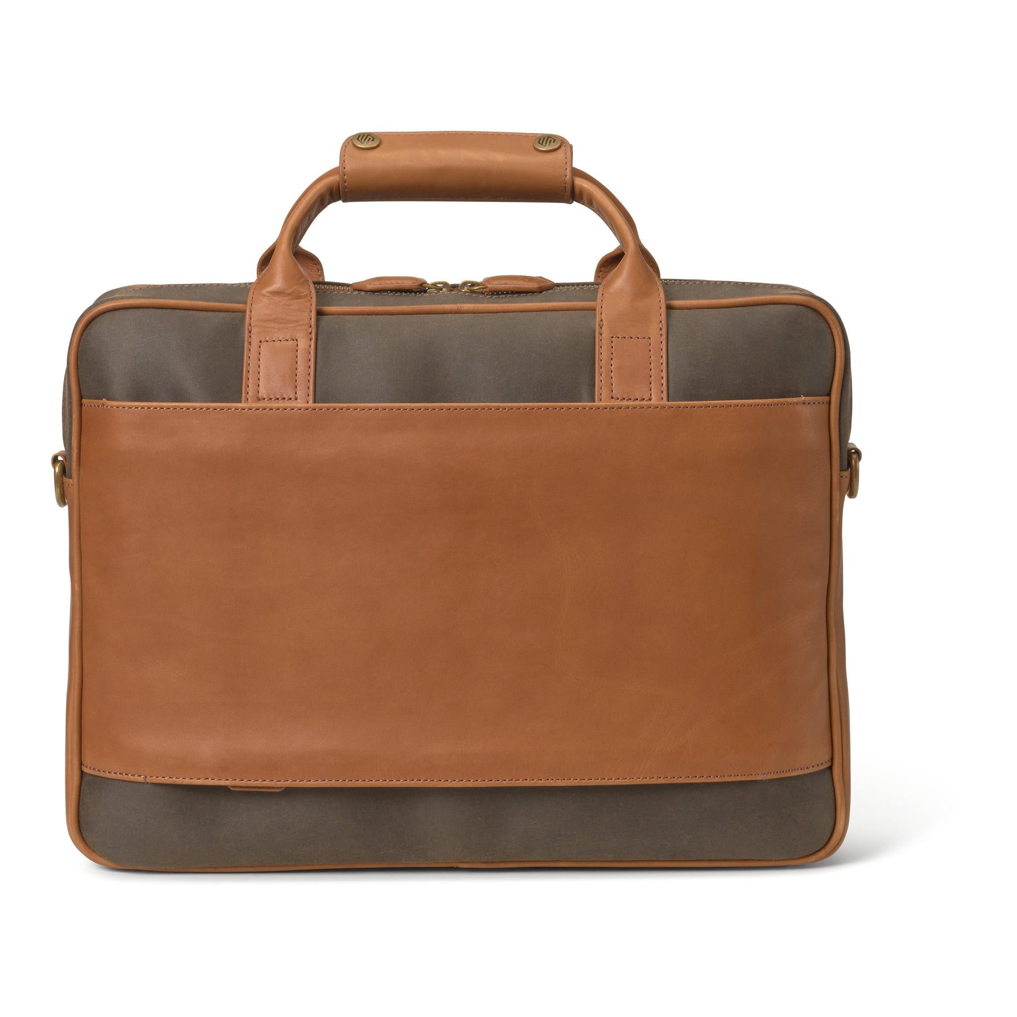 Johnston & Murphy Rhodes Genuine Leather Briefcase for Men - Professional Business Laptop Bag with Multiple Pockets, Perfect for Office, Work & Travel