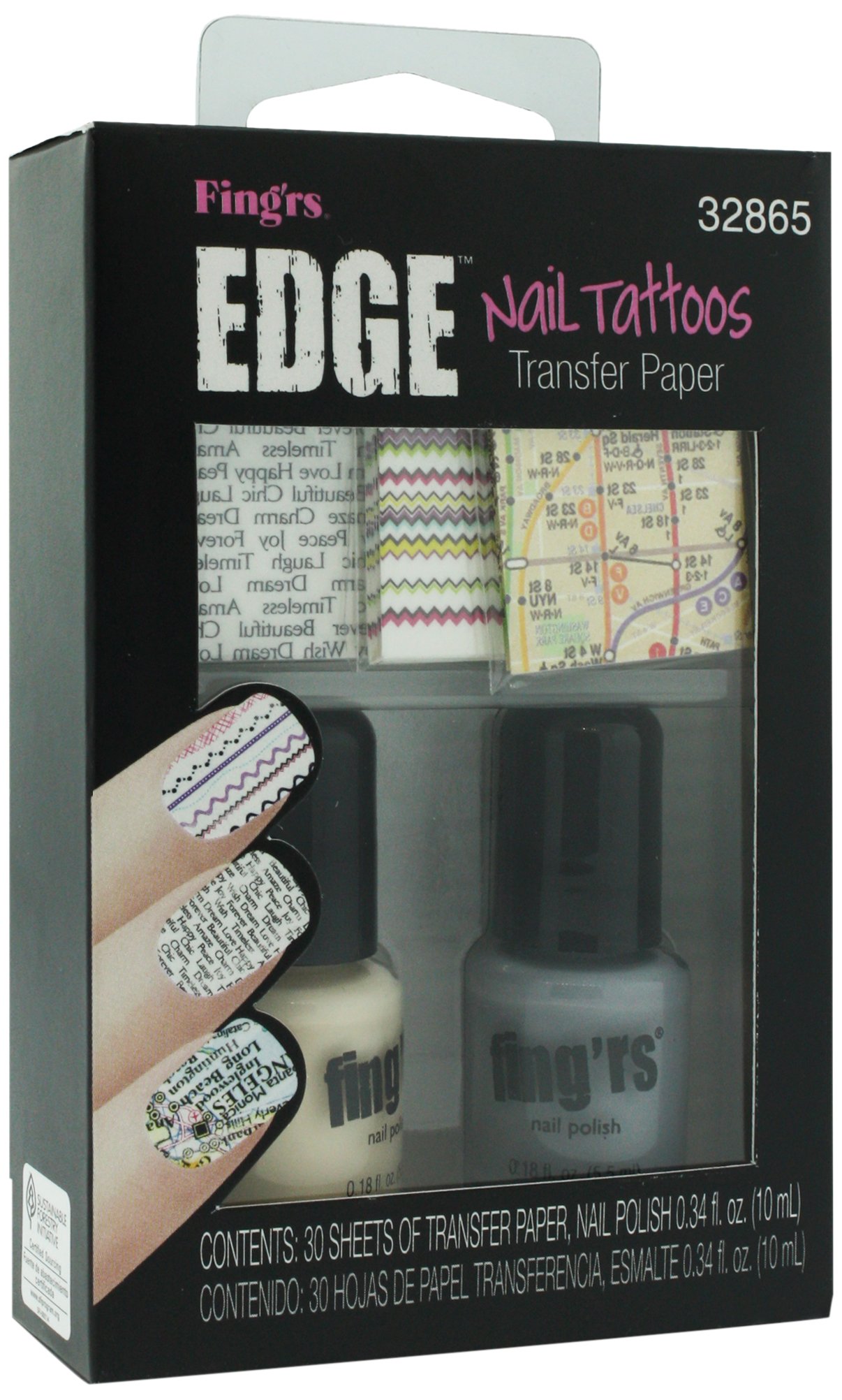 Fing'rs Edge Nail Tattoos 32865 - Premium Temporary Nail Stickers for Women | Easy-to-Apply Nail Art Designs for Parties, Weddings & Special Occasions