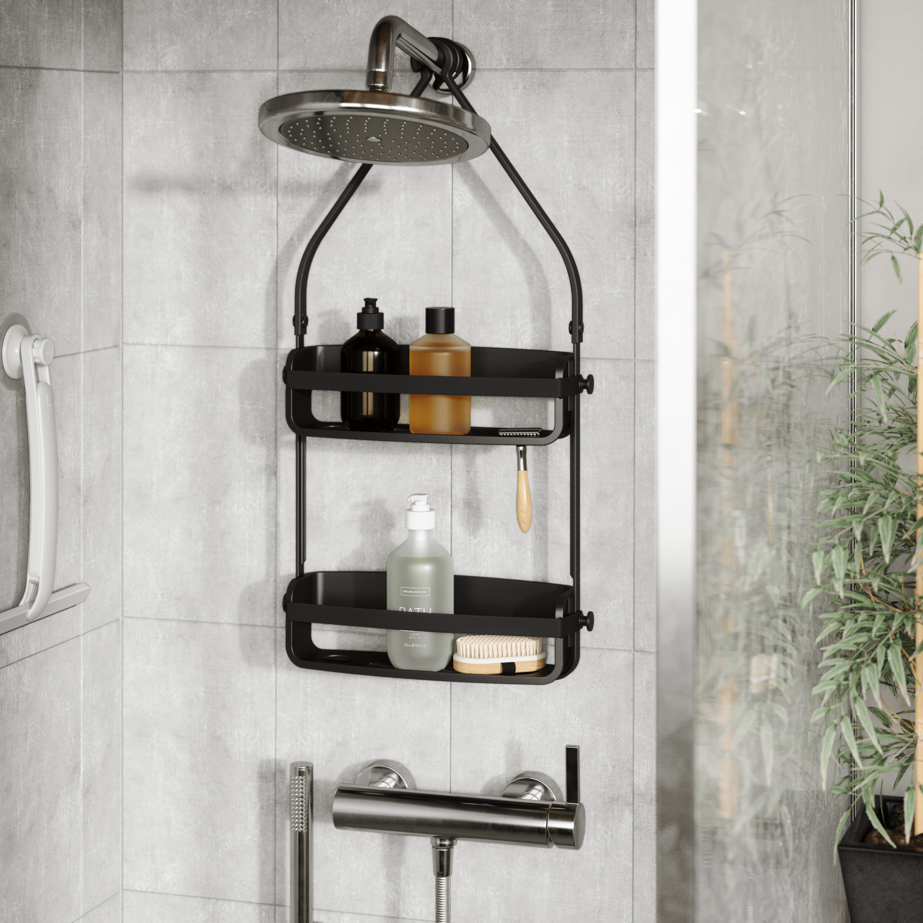 Flexible Shower Caddy - Rustproof Bathroom Organizer with Adjustable Hooks for Shampoo, Soap & Accessories - Perfect for Small Spaces & Dorm Showers