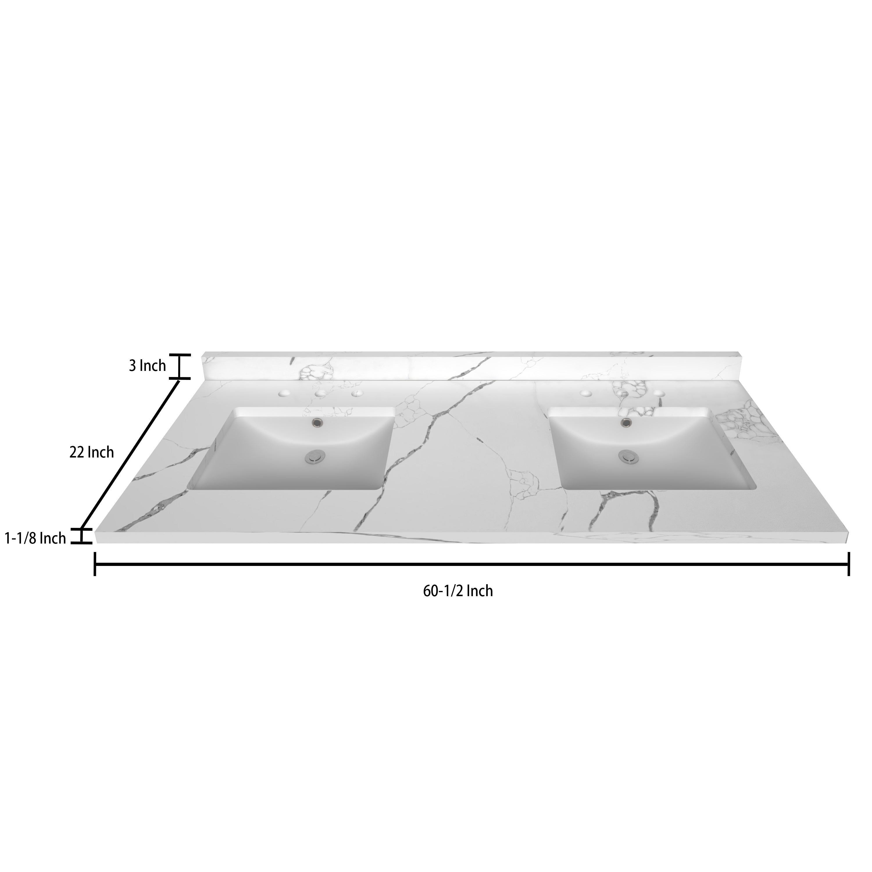 Premium Calacatta White Quartz Countertop - 60.5