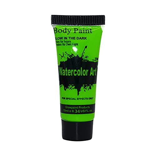 UV Glow Blacklight Neon Face & Body Paint - Fluorescent Body Paint Paste for Festive Events, Halloween, Cosplay & Parties (Green, 10ml) | Long-Lasting, Water-Based & Safe for Skin