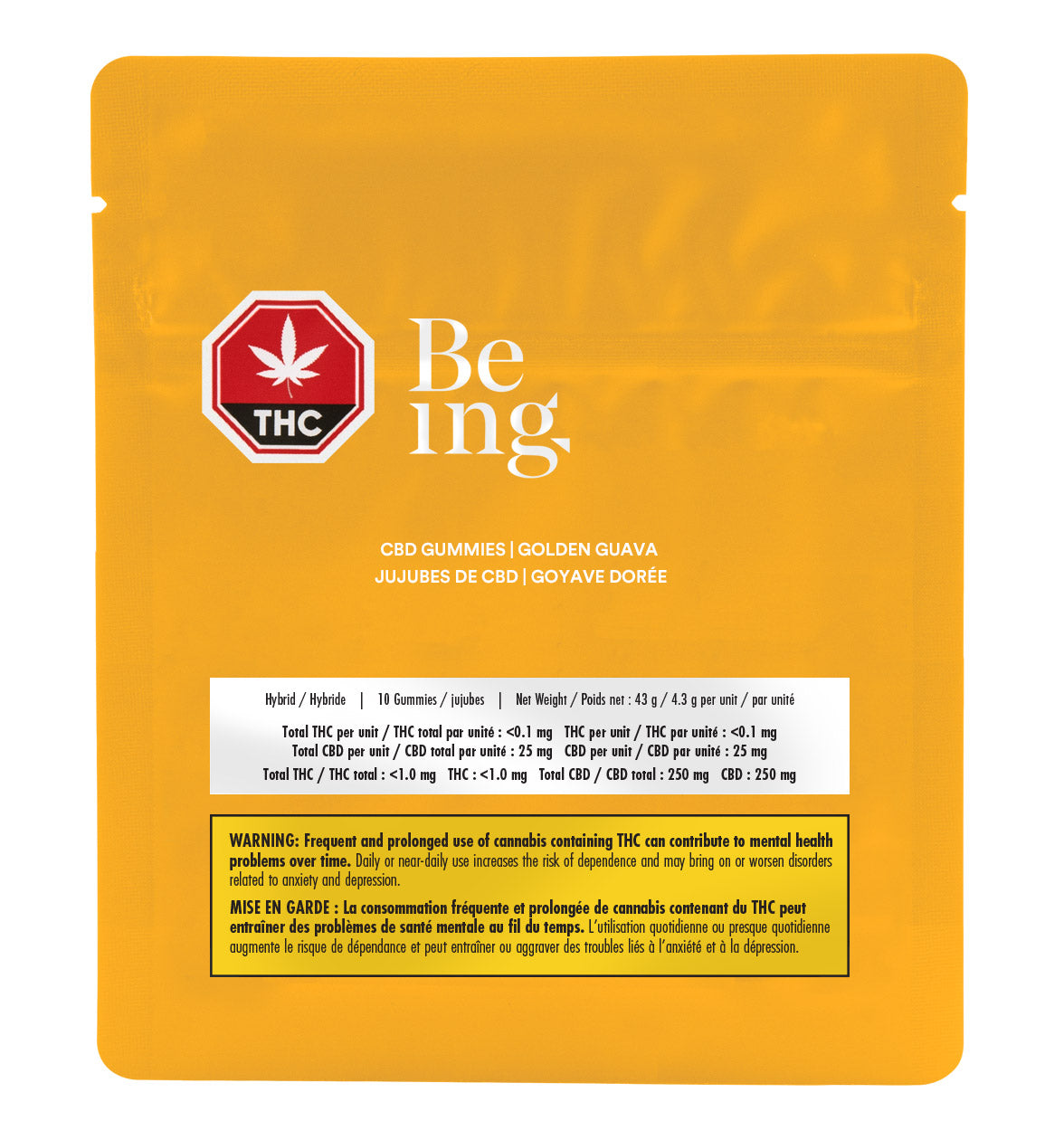 Premium Being CBD Gummies - Golden Guava Flavor (10 Pack) | Organic Hemp Extract for Relaxation & Stress Relief | Perfect for Work, Travel & Daily Wellness