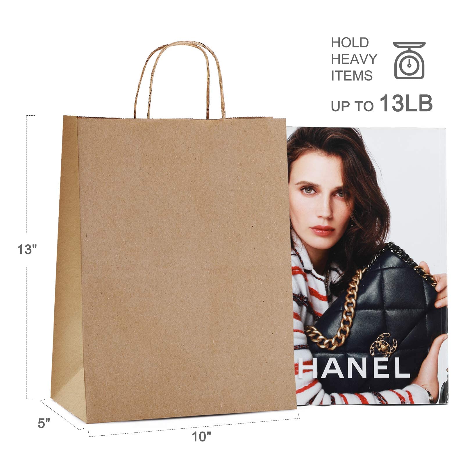 **MESHA 10x5x13 Inch Brown Kraft Paper Bags with Handles - Bulk 600 Pcs Small Gift Bags for Business, Birthday, Wedding, Party Favors & Shopping - Eco-Friendly & Durable for Retail, Events & Gifting**