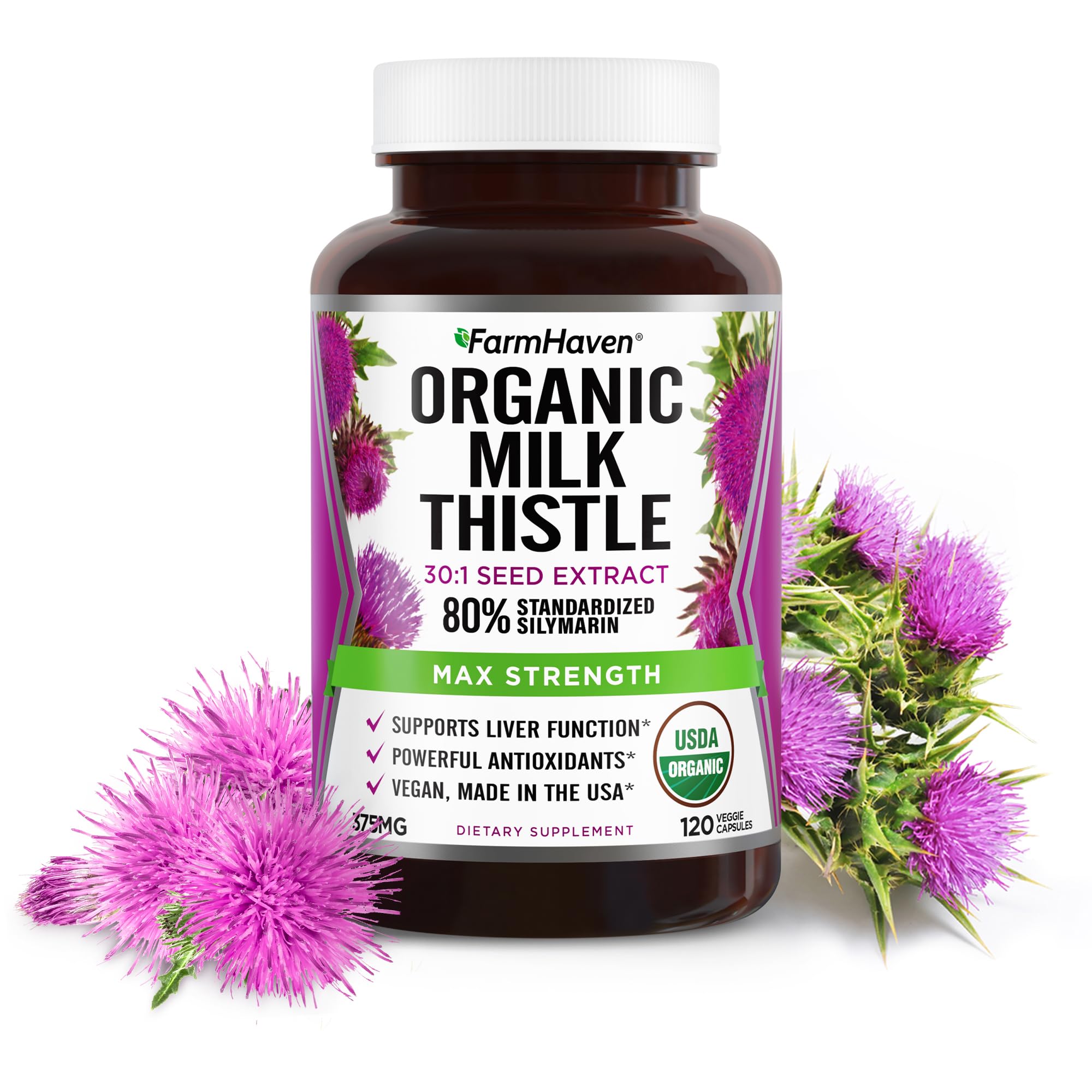 Organic Milk Thistle Supplements 1000mg - Pure Milk Thistle Extract Capsules for Liver Detox & Digestive Health - Non-GMO, Gluten-Free - Supports Liver Cleanse, Skin Health & Antioxidant Benefits - Perfect for Daily Wellness & Detox Routine