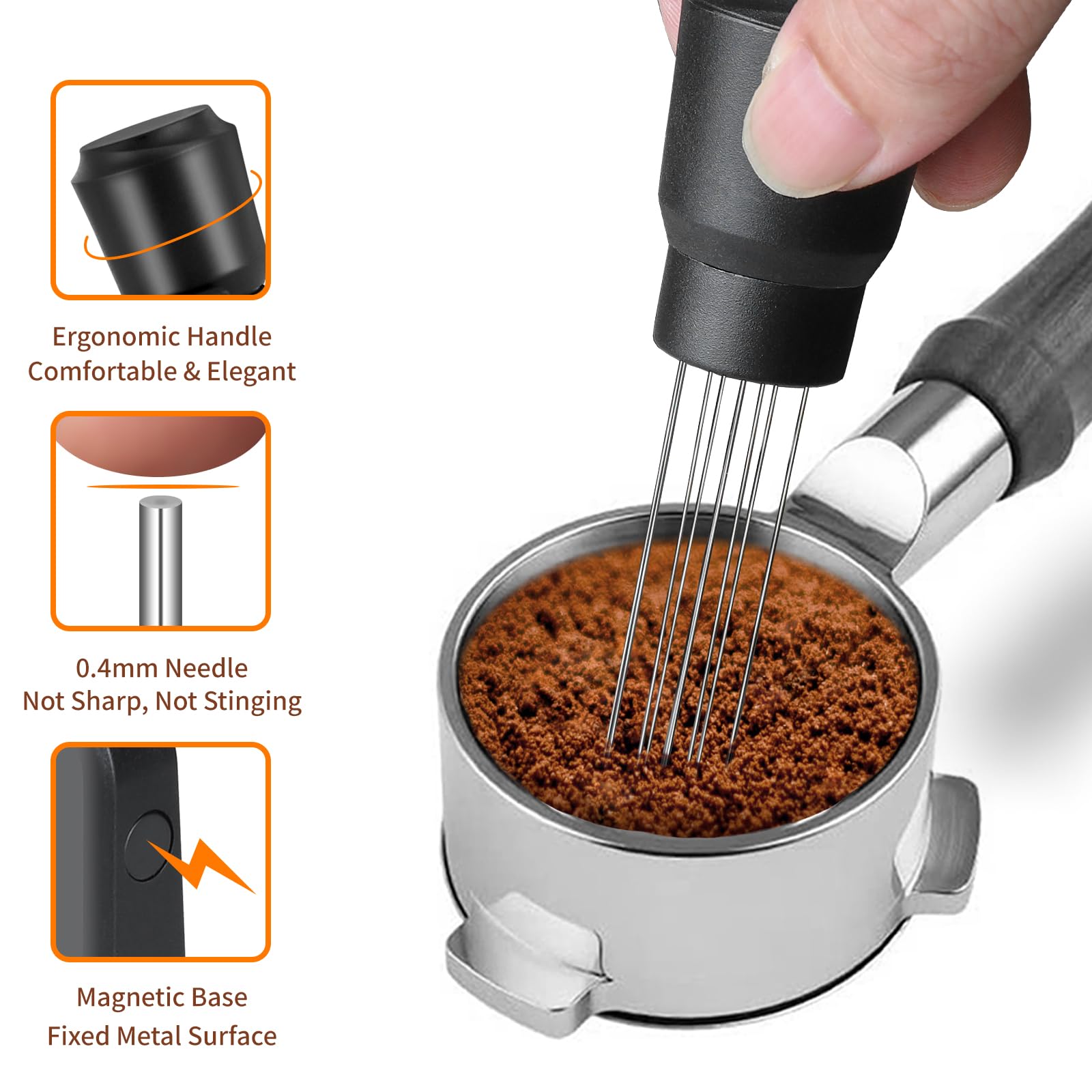 Upgraded WDT Tool with Strong Magnetic Base for Breville Barista Espresso Machine - Premium Espresso Distribution Tool for Ninja Luxe Cafe - Perfect Coffee Grounds Leveling & Clump Breaking - Ideal for Home Baristas & Coffee Enthusiasts