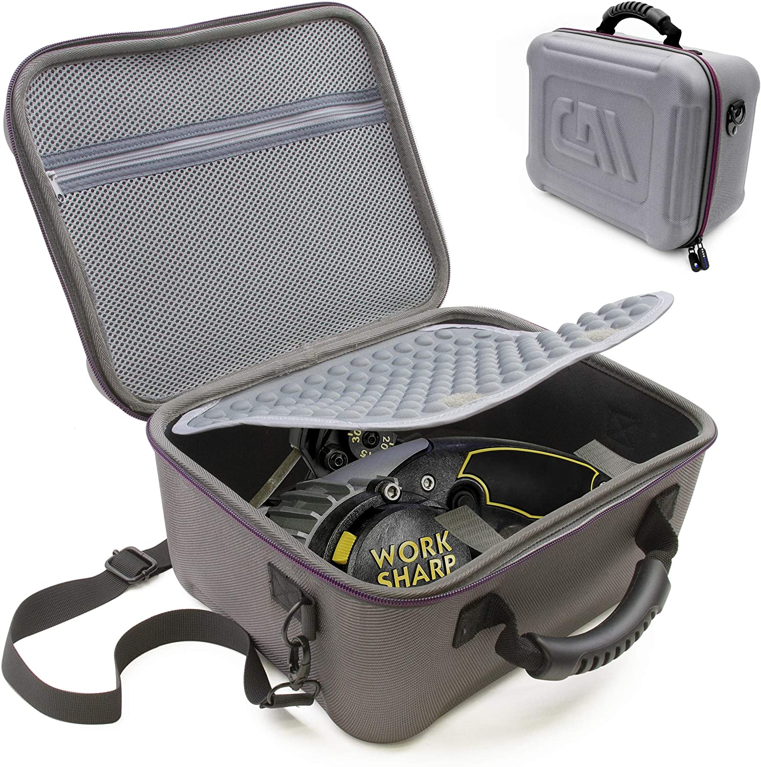CASEMATIX Travel Case for Work Sharp Knife & Tool Sharpener Ken Onion Edition - Durable Protective Carrier with Adjustable Shoulder Strap | Perfect for Camping, Hunting & Outdoor Knife Sharpening