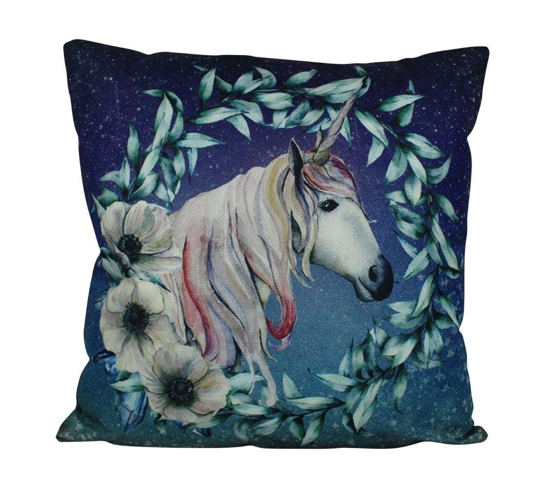 Magical Unicorn Wreath Pillow Cover - Cute Birthday Decor for Kids Room, Nursery, Bedroom & Home - Soft Throw Pillows for Unicorn Themed Party & Fantasy Room Decor