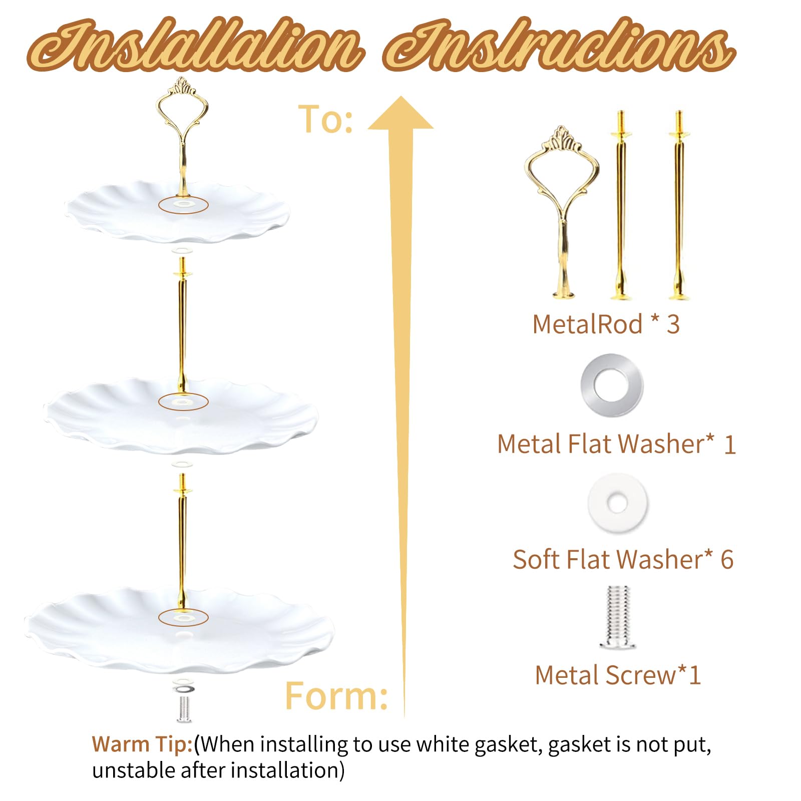 5-Tier Cake Stand Set for Wedding & Party - 2 Large 3-Tier Dessert Stands + 3 Appetizer Trays - Perfect for Baby Shower, Birthday, Tea Party & Home Decor (Wave Design) - Elegant Dessert Table Display for Special Occasions