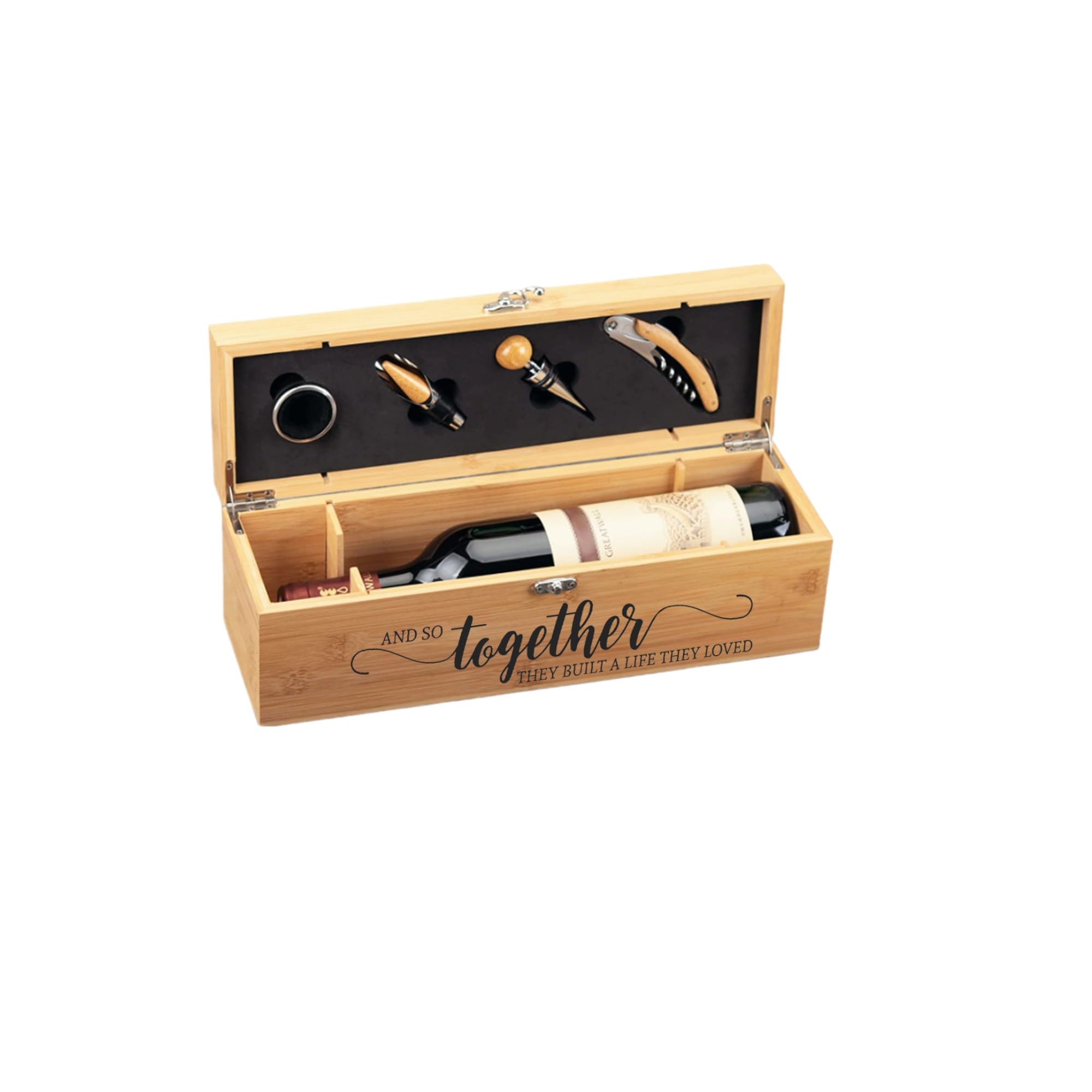 Personalized Wine Gift Set - Engraved Wine Box with Glasses - Elegant Wedding, Housewarming & Closing Gift for Couples - Perfect for Anniversaries, Holidays & Special Occasions