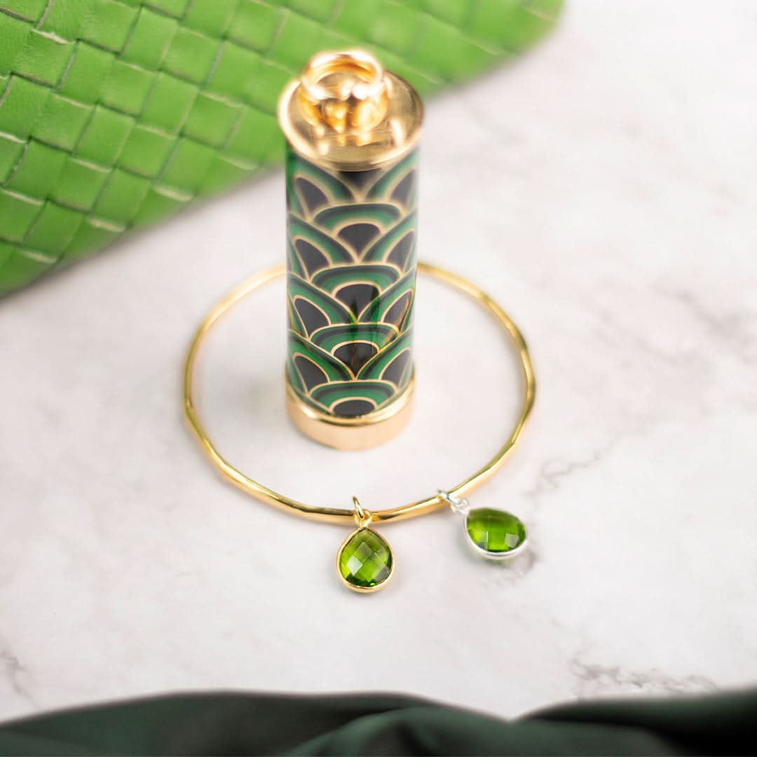 Peridot Gold Charm Bangle - August Birthstone Jewelry for Women | Elegant Bracelet for Gifts, Parties & Everyday Wear