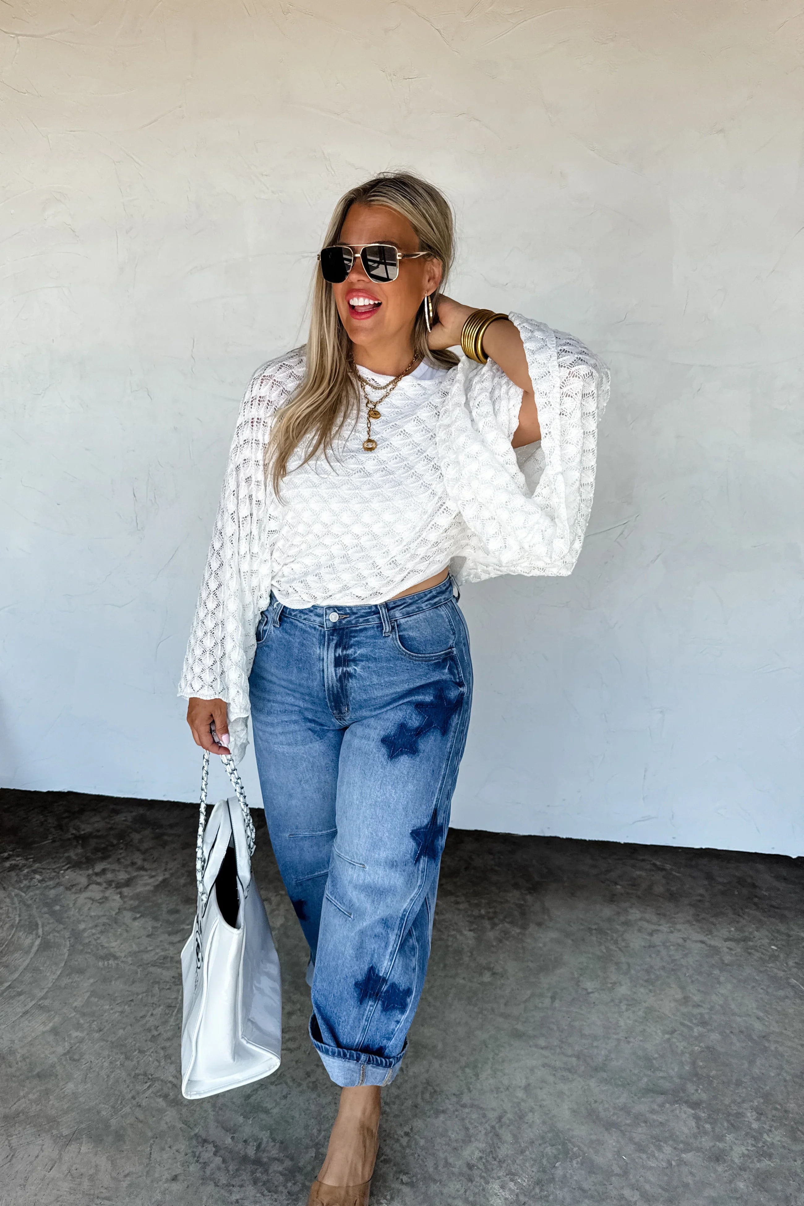 PREORDER: Born to Shine Barrell Jean - High Waist Distressed Denim Jeans for Women | Perfect for Casual Outfits, Night Out, and Street Style Fashion