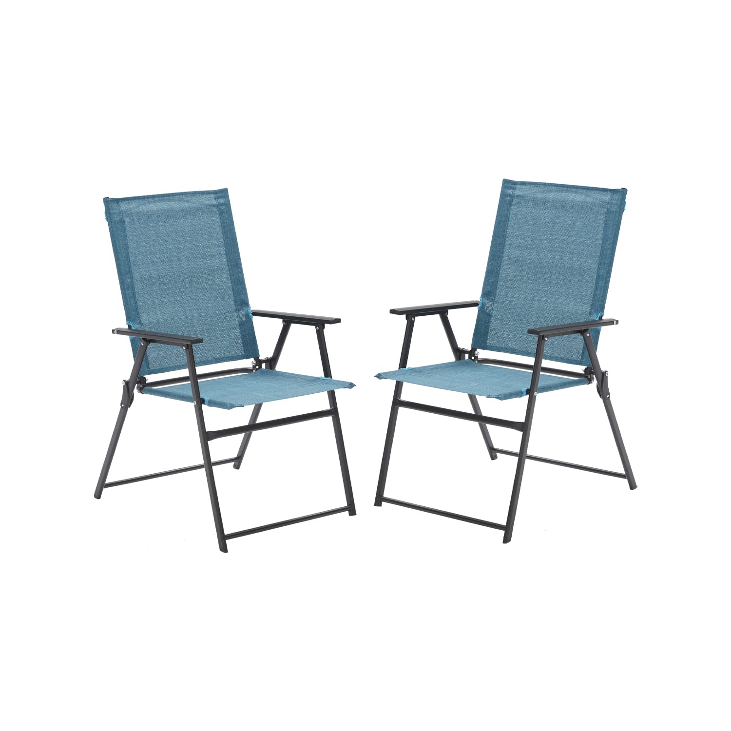 VICLLAX 2-Piece Outdoor Patio Chairs Set - Foldable Dining Chairs for Porch, Deck, Garden - Dark Blue - No Assembly Required - Perfect for Backyard BBQs, Poolside Relaxation & Outdoor Entertaining