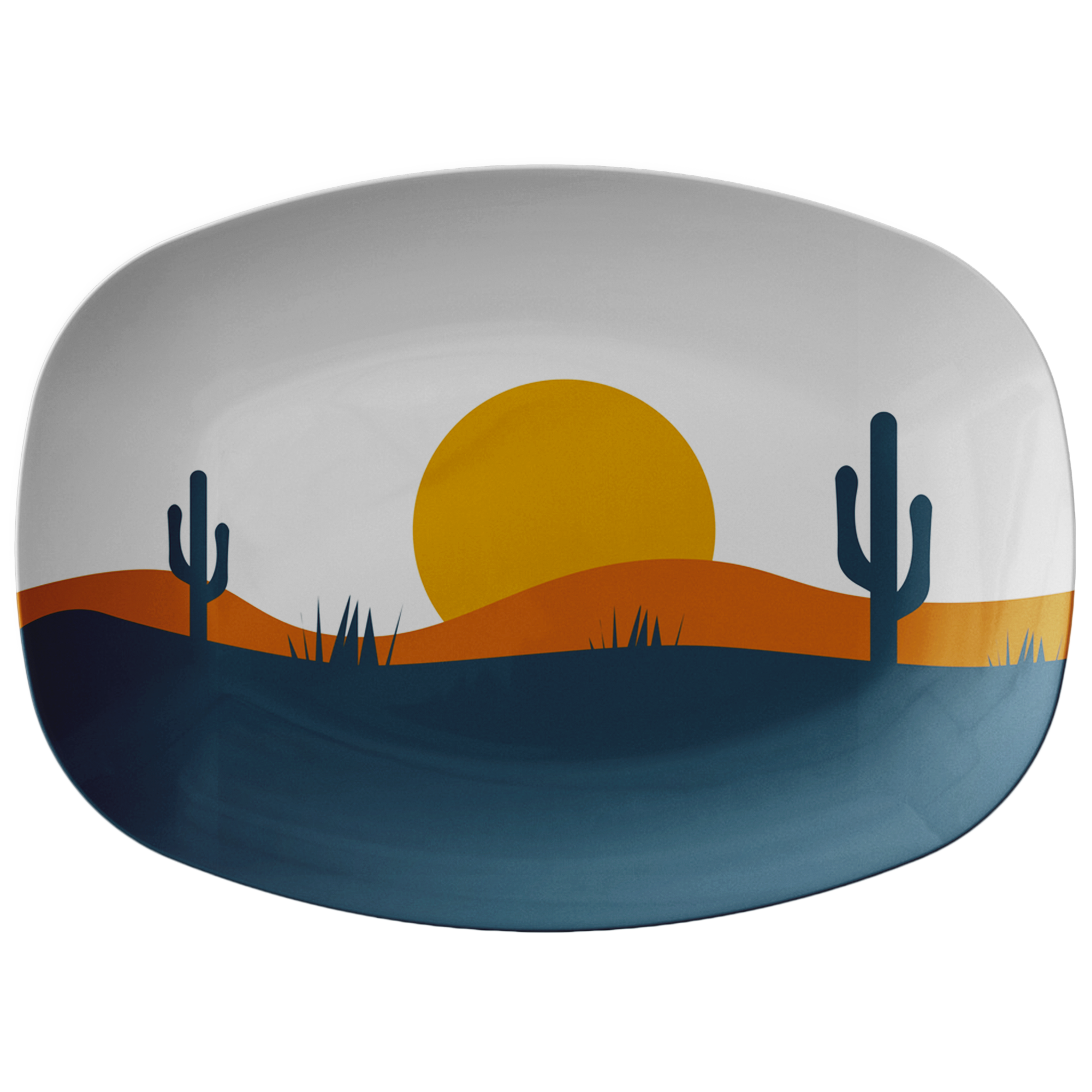Sunset Desert Plastic Serving Platter - Large Durable Party Tray for Outdoor Picnics, BBQs, and Entertaining