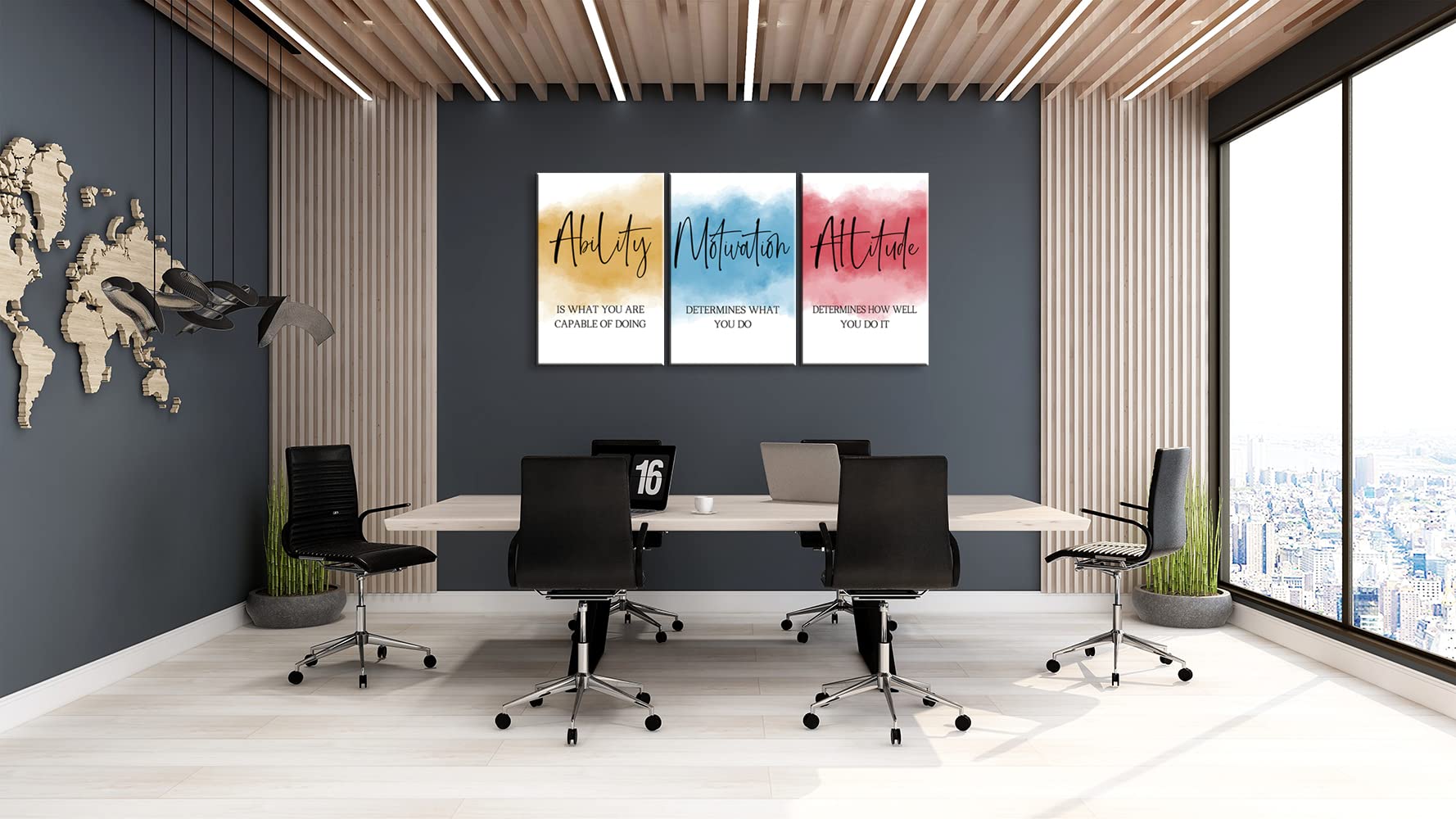 3 Piece Motivational Wall Art Set - Inspirational Quotes Canvas Prints for Office & Home Decor (20''Wx28''H) - Perfect for Workspace, Living Room & Bedroom Wall Decor