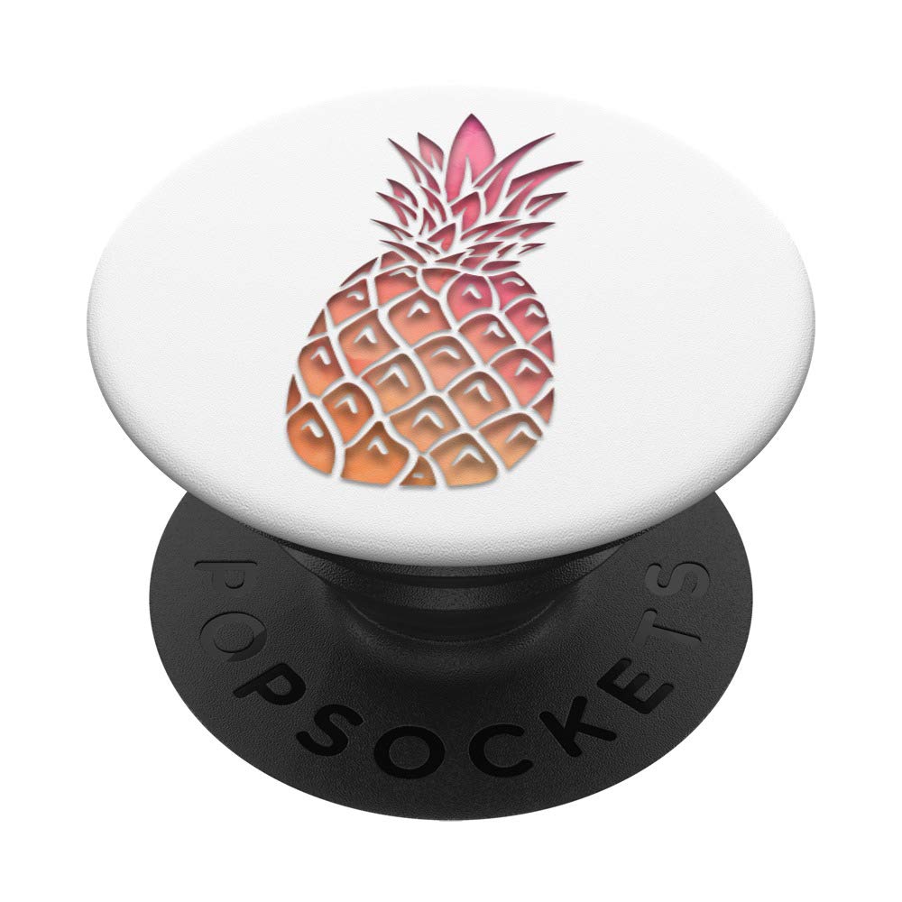 Swappable PopGrip with Pink & Orange Watercolor Pineapple Design - Perfect for Phones, Tablets & Laptops - Trendy Gift for Women & Teens