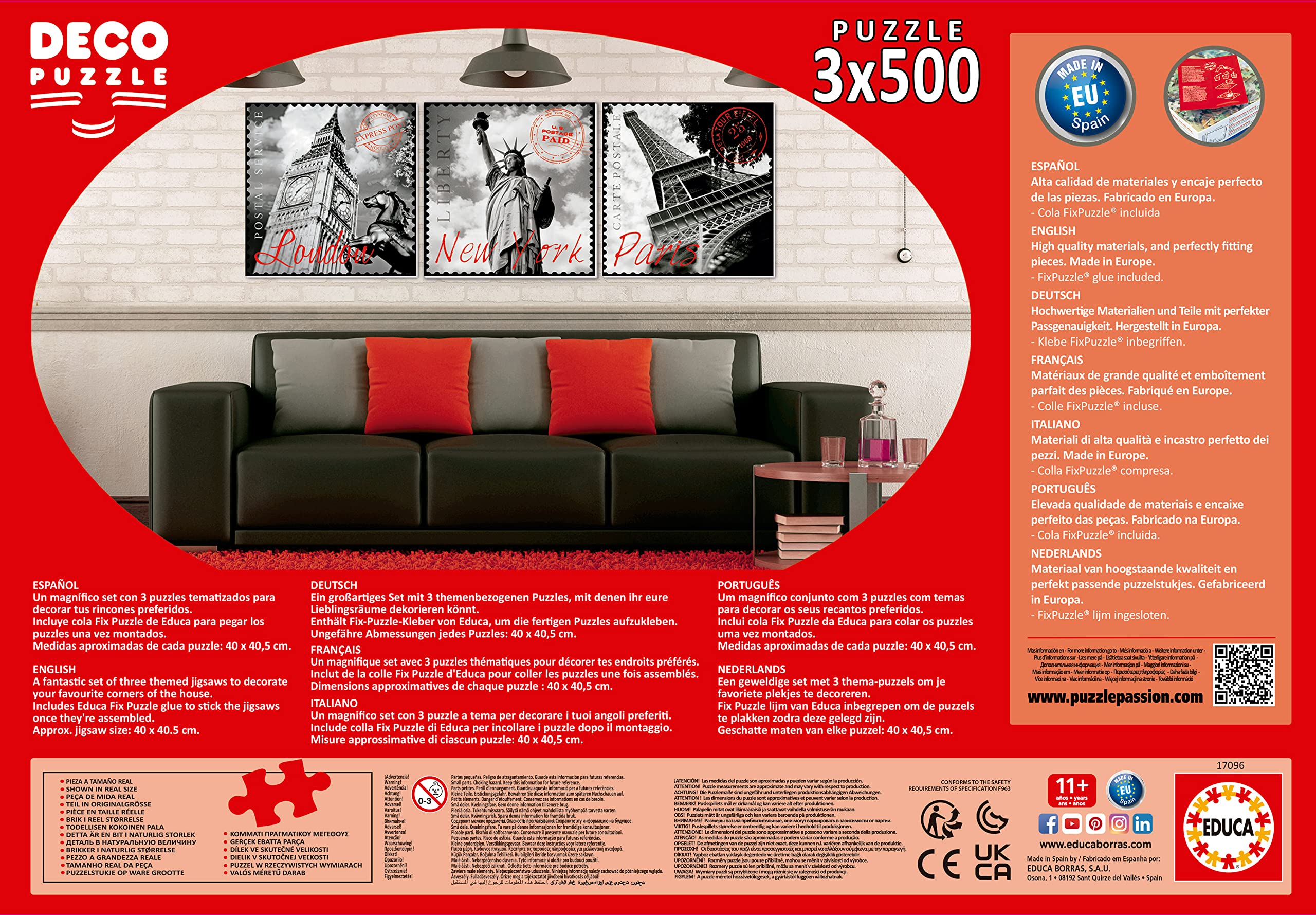 Educa Deco 500-Piece Puzzles - Famous Cities for Home Decor