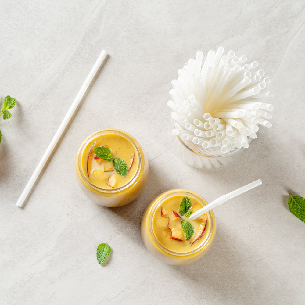 Eco-Friendly Compostable PLA/PBAT Plastic Straws - Flexible, Biodegradable, 8 1/4 Inch (100 Count) - Perfect for Restaurants, Cafes, and Home Use