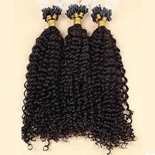 30inch Brazilian Kinky Curly Human Hair Extensions - 100% Remy Hair, Micro Loop Beads, 100g 100 Strands (Dark Brown) for Natural Volume & Length - Perfect for Daily Wear, Parties & Special Occasions