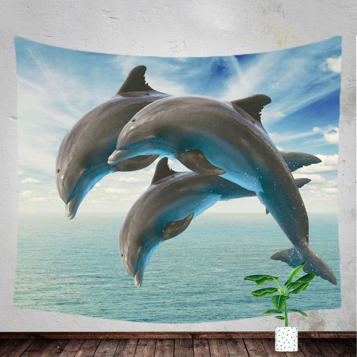 XMNTG Dolphin Tapestry - Blue Ocean & Sky Wall Hanging Decor for Dorm, Living Room, Bedroom (60x40 Inches/150x100cm) - Perfect for Beach Theme Rooms, Meditation Spaces & Boho Home Decor