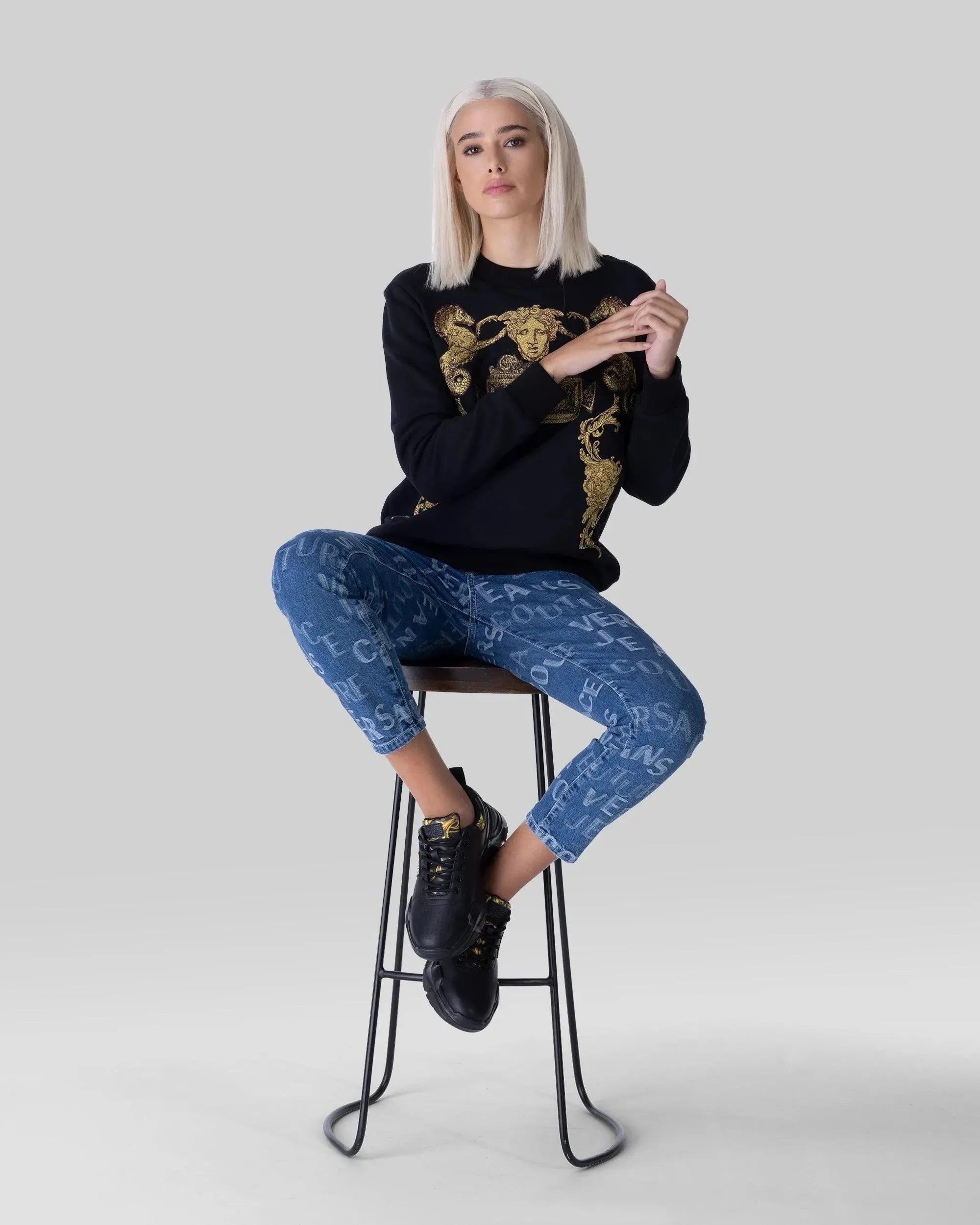 Cropped Logo Skinny Jeans for Women - High Waist Stretch Denim Pants - Trendy Casual & Streetwear Outfits - Perfect for Everyday Wear, Dates, and Shopping