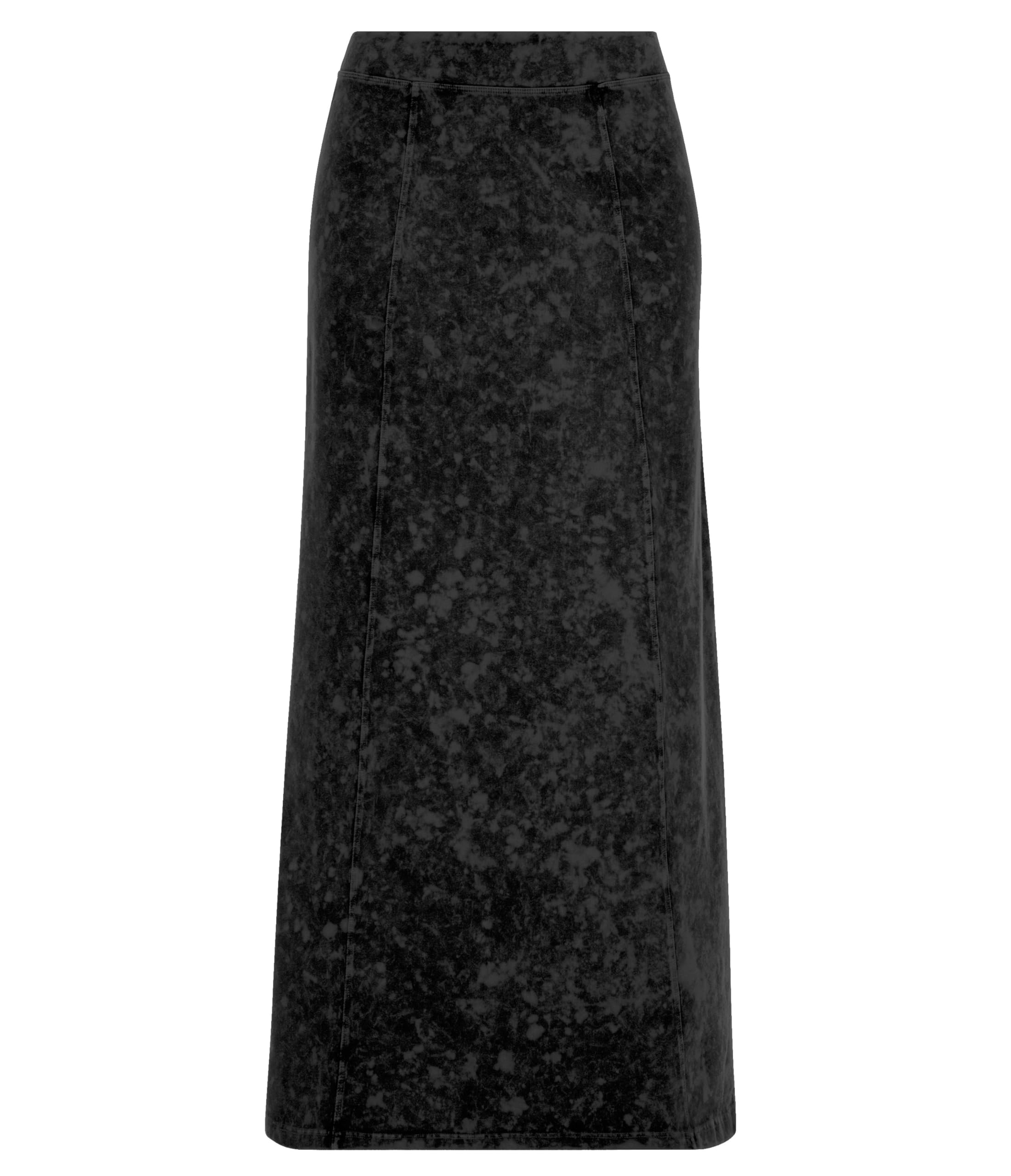 Baby'O Women's Stretch Knit Acid Wash Panel Maxi A-Line Skirt - Comfortable Flowy Midi Skirt for Casual Outings, Beach Vacations & Summer Fashion