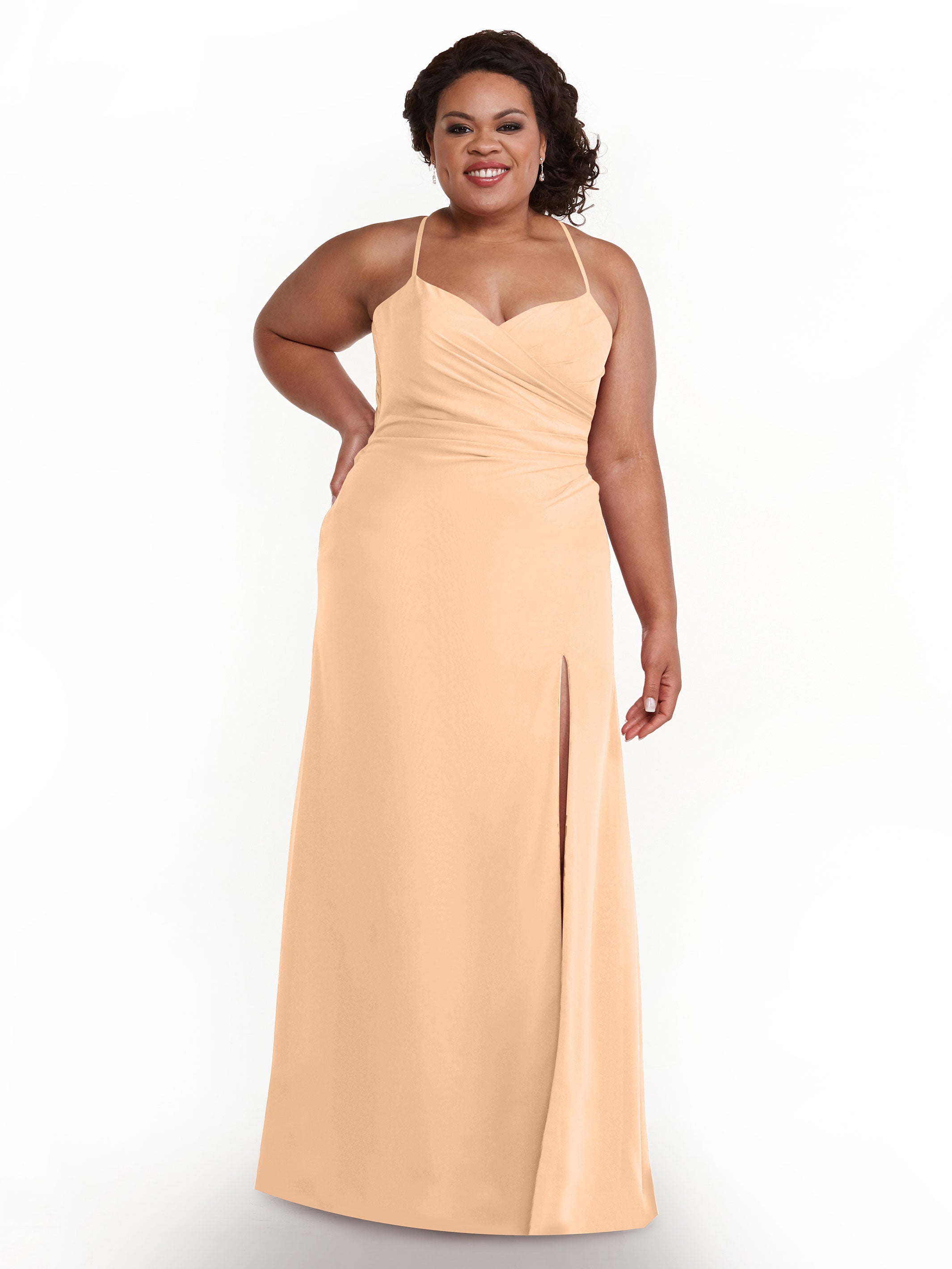 Elegant A-Line Chiffon Bridesmaid Dress with High Slit - Perfect for Weddings, Formal Events & Evening Parties