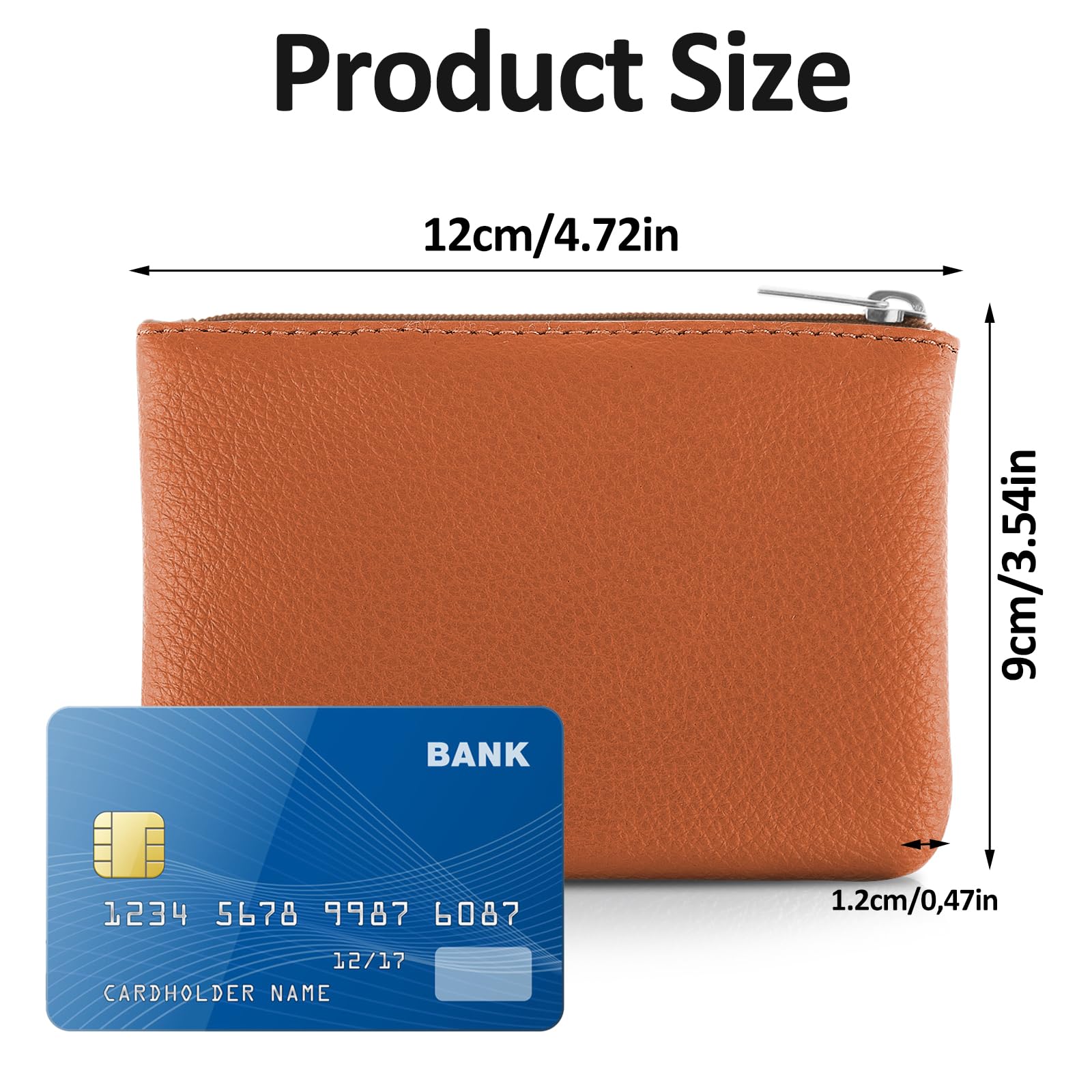 Simarro 2Pcs Lychee Pattern PU Leather Coin Purse - Mini Zipper Wallet for Women, Credit Card Holder & Organizer for ID, Keys, Lipstick, Headphones (Black+Light Brown) - Perfect for Travel, Shopping & Daily Essentials Storage