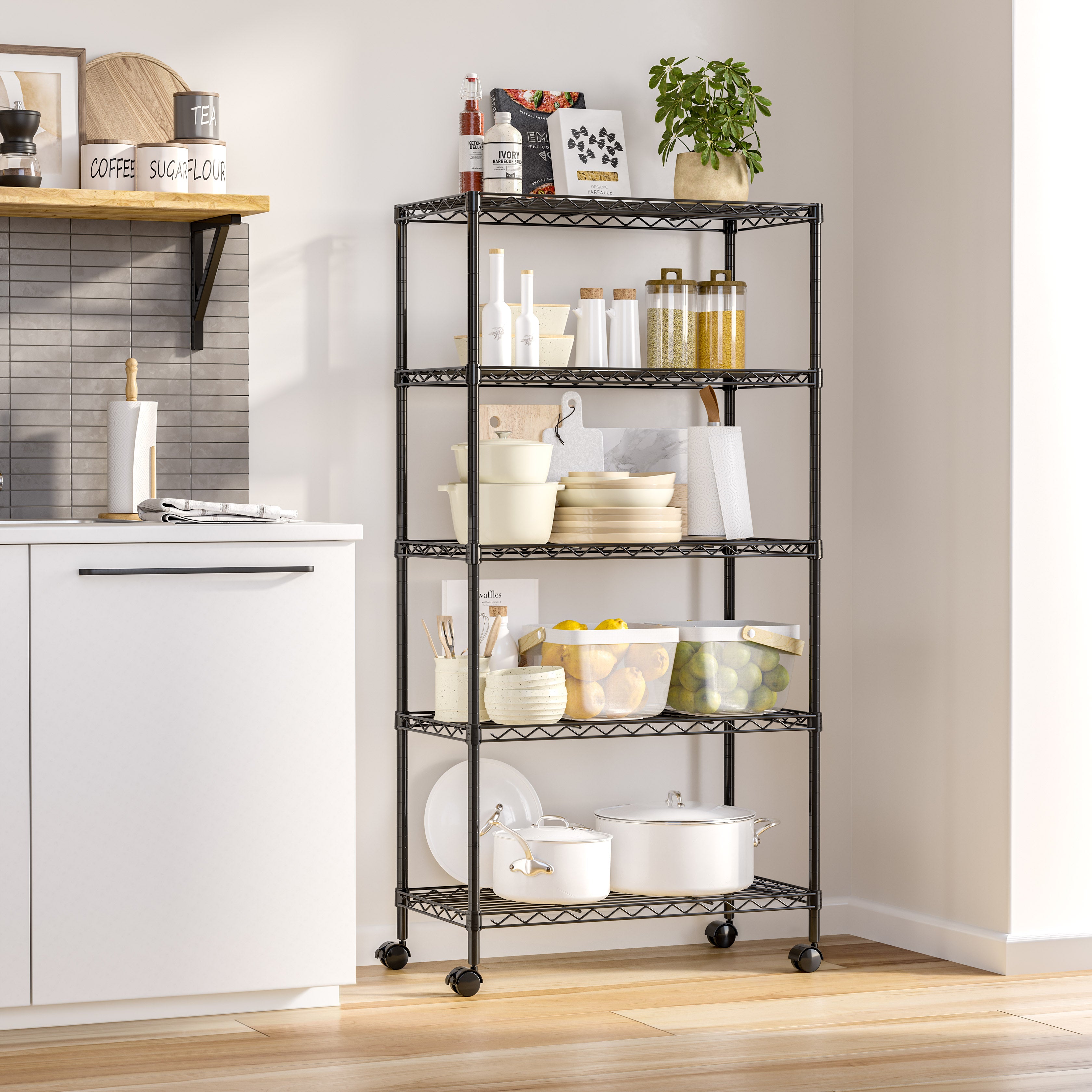 5 Tier Steel Shelving Unit - Heavy Duty Metal Storage Rack for Garage, Kitchen, Pantry & Warehouse Organization - Durable & Adjustable Shelves for Home & Office Use