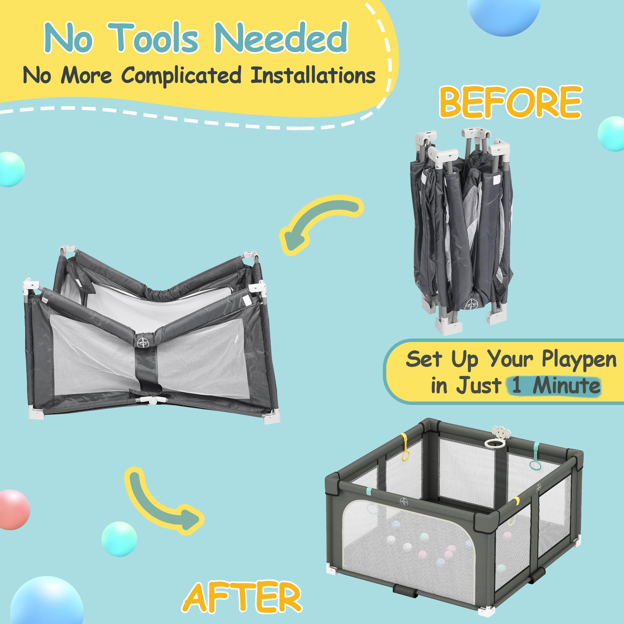 Foldable Baby Playpen for Toddlers - 50