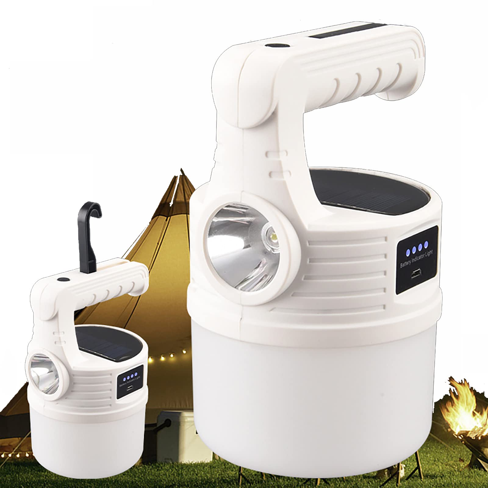 Solar Powered LED Camping Lantern - Waterproof Outdoor Emergency Light with USB Charging for Night Market, Stall, Power Failure & Hiking (1 Pack) - Perfect for Camping, Backpacking, and Emergency Preparedness